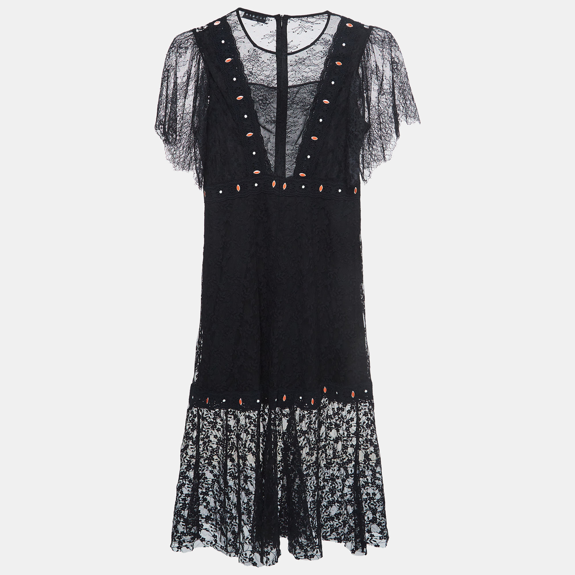 Sandro Black Lace Overlay Priscilla Midi Dress M