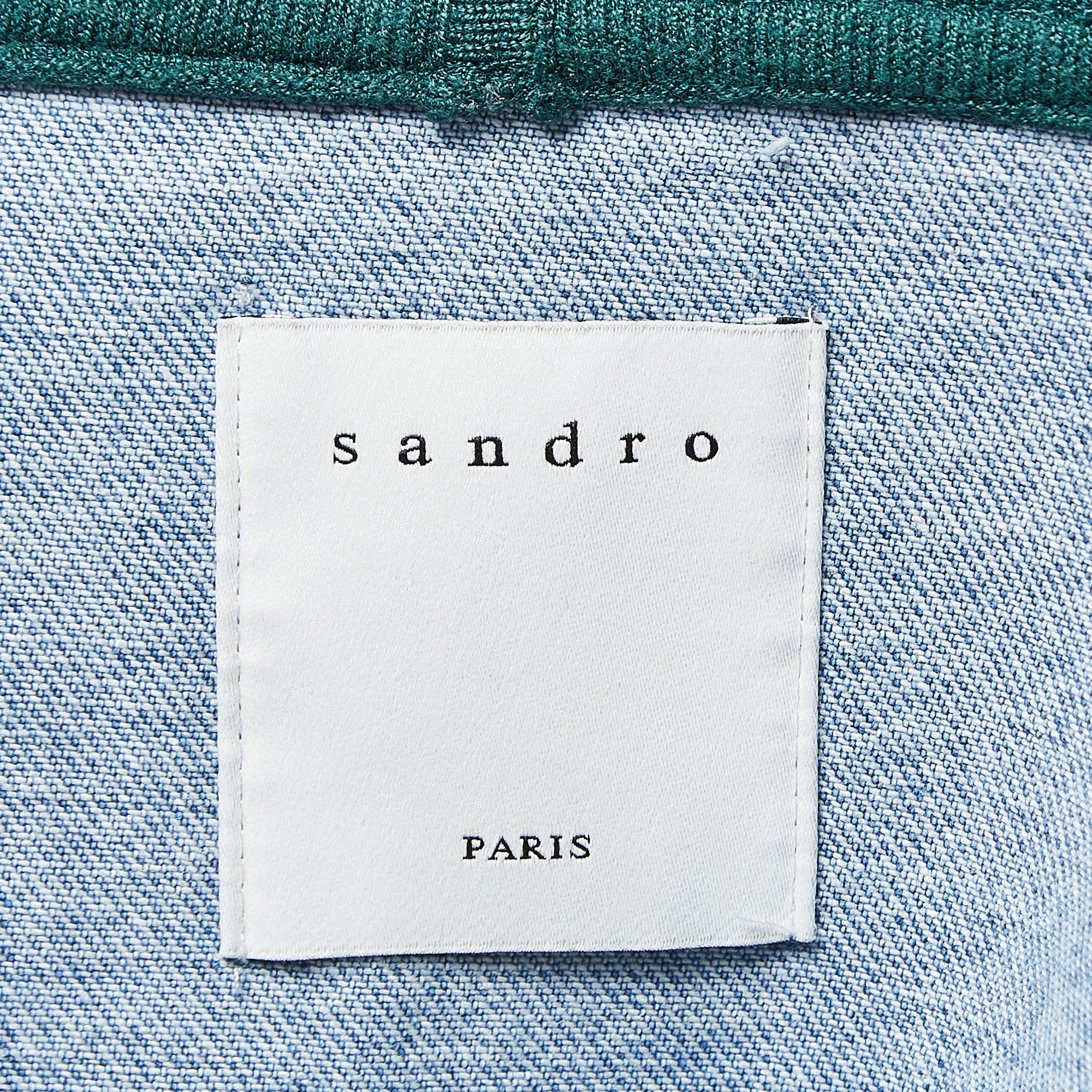 Sandro Green Knit & Denim Oversized Hoodie M