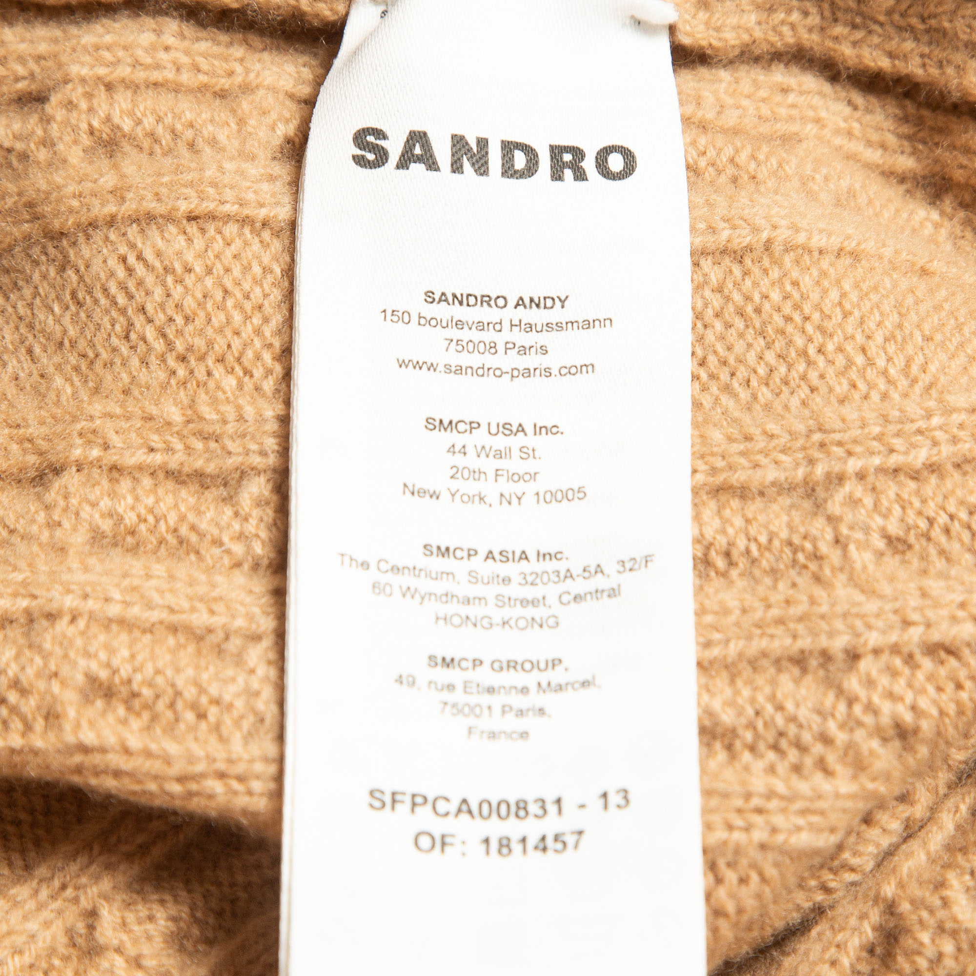 Sandro Beige Wool Cable Knit Zipper Crop Cardigan XL