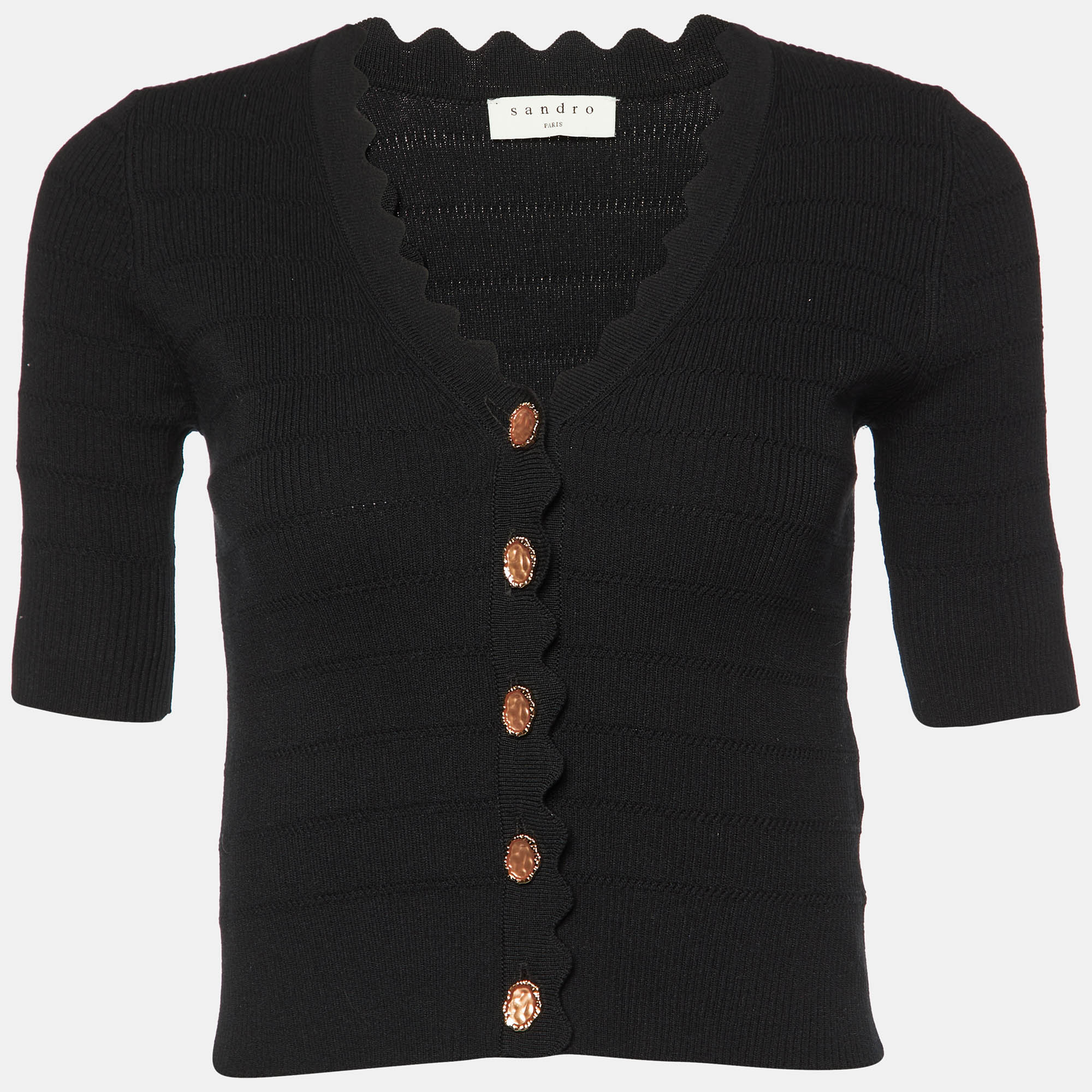 Sandro black knit cropped top s