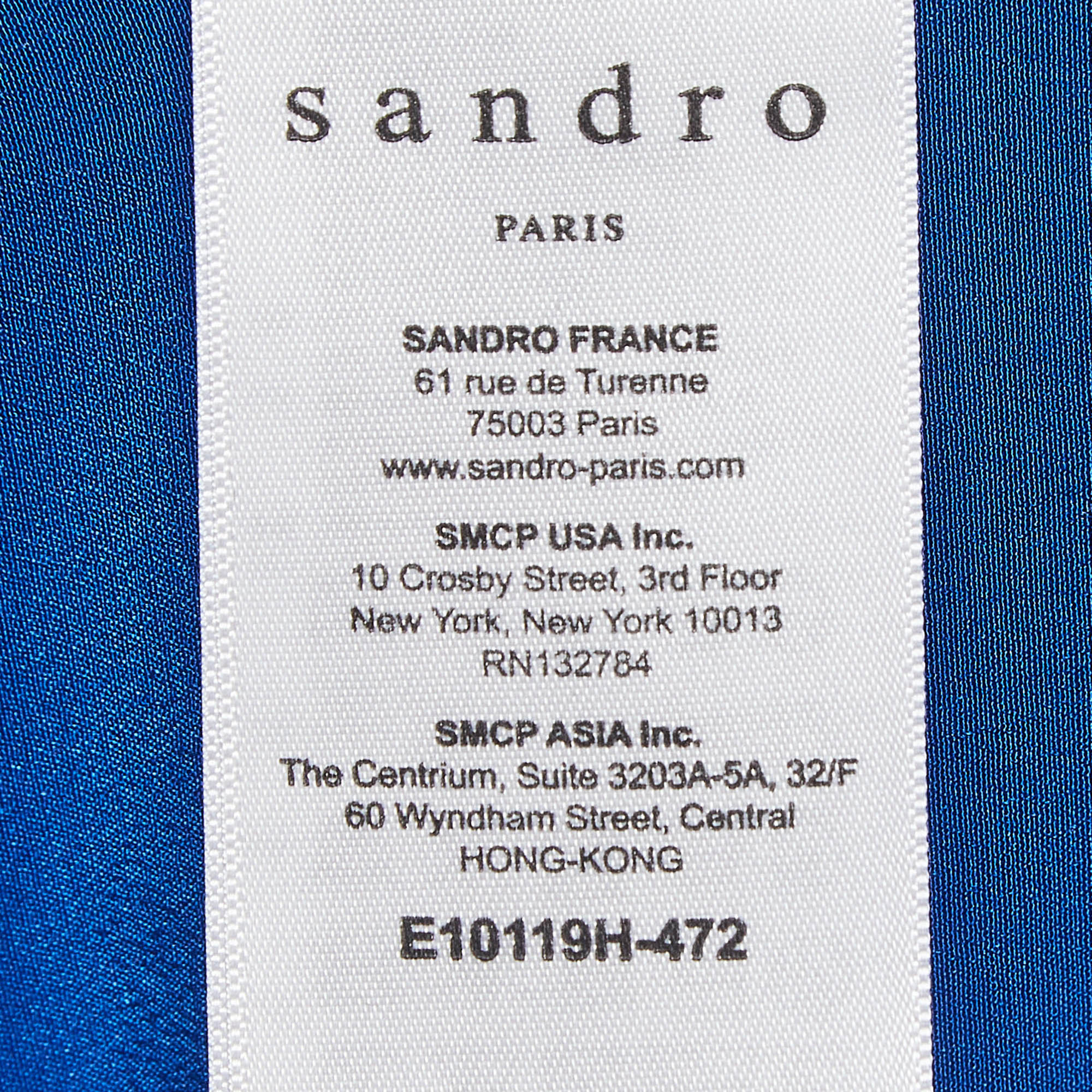 Sandro Blue Silk V Neck Loose Fit Top S