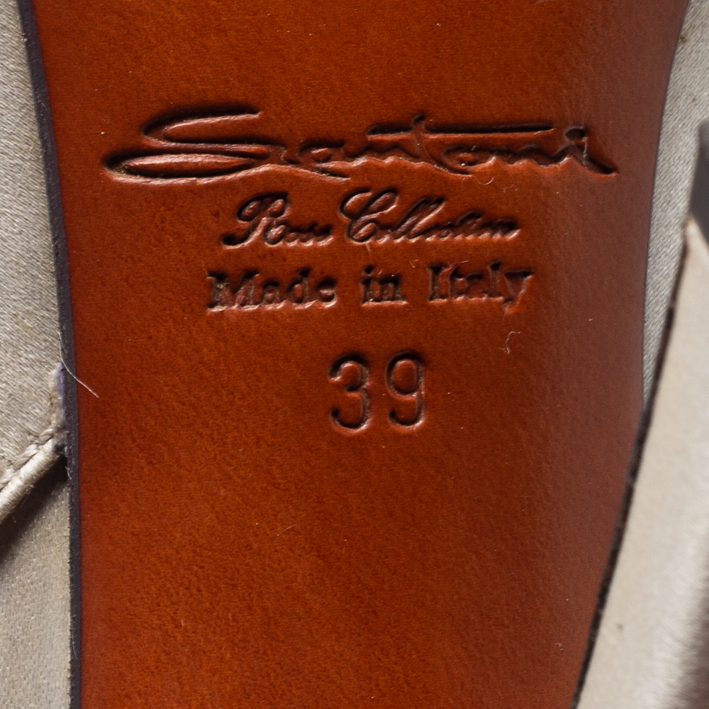 Santoni Light Grey Satin Slingback Pumps Size 39