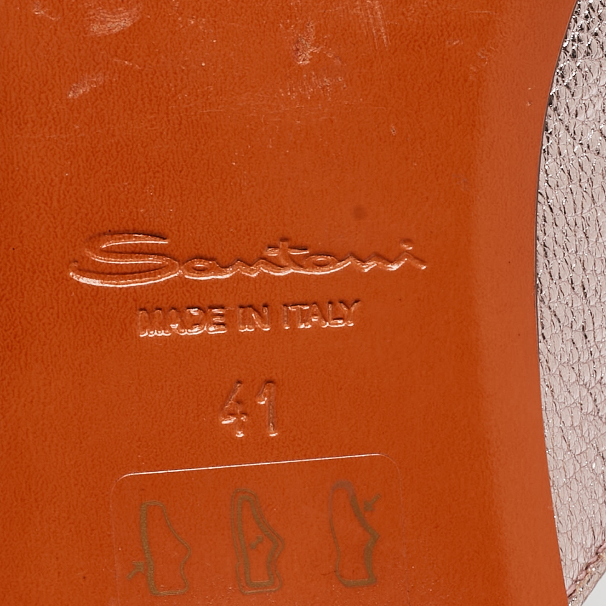 Santoni Metallic Pink Leather Fringe Detail Flat Mules Size 41