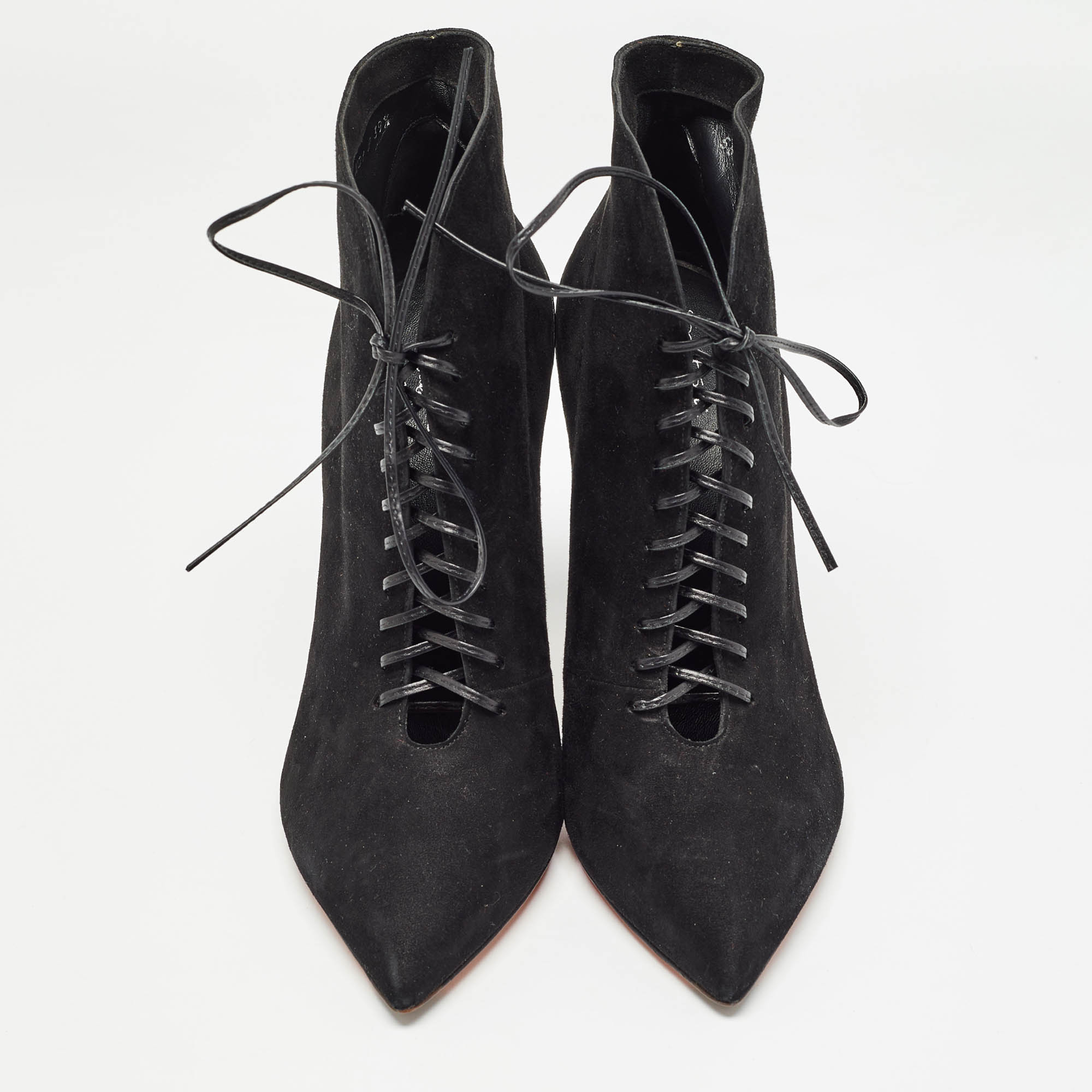 Santoni Black Suede Lace Up Ankle Boots Size 39.5