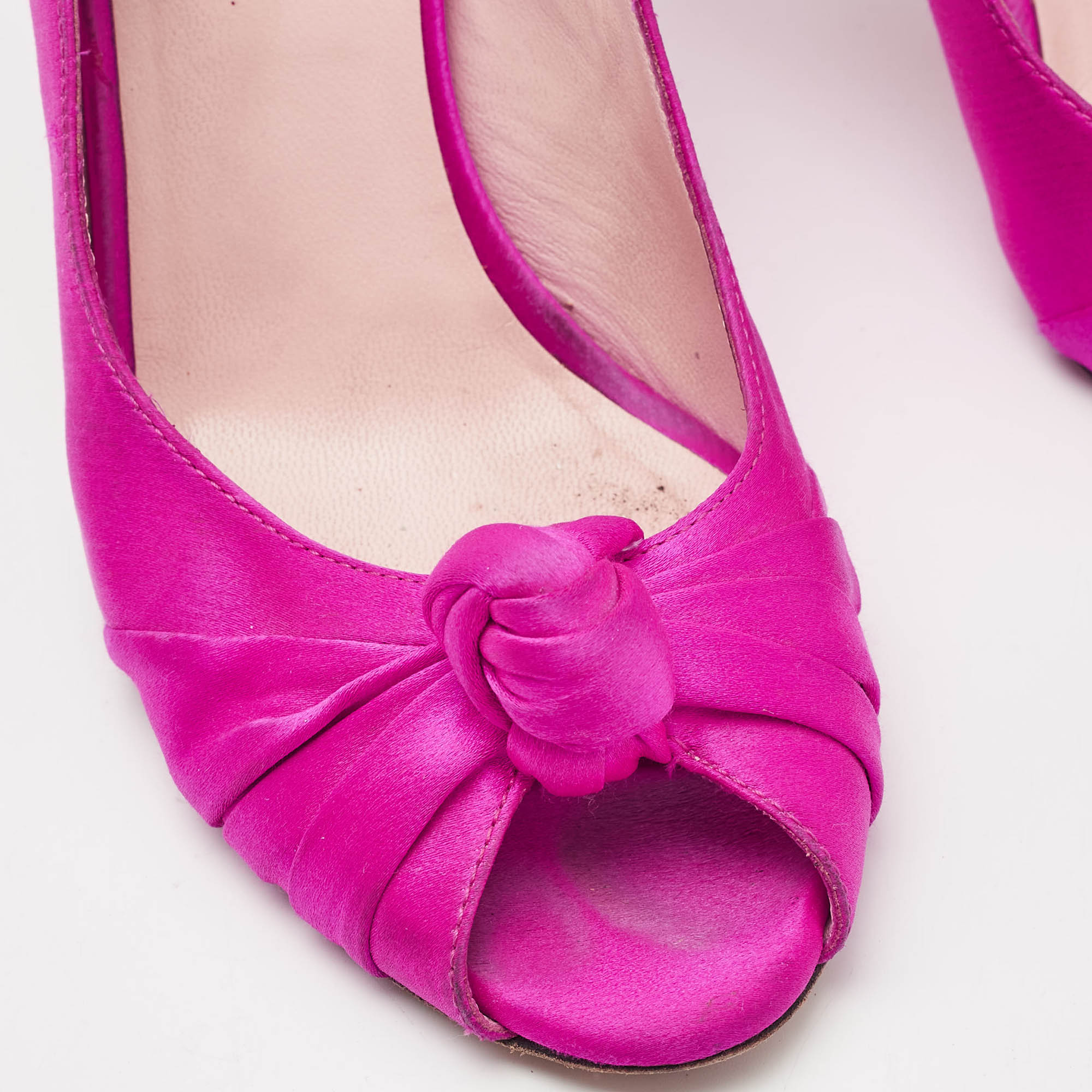 SJP Sarah Jessica Parker Pink Satin Peep Toe Pumps Size 37