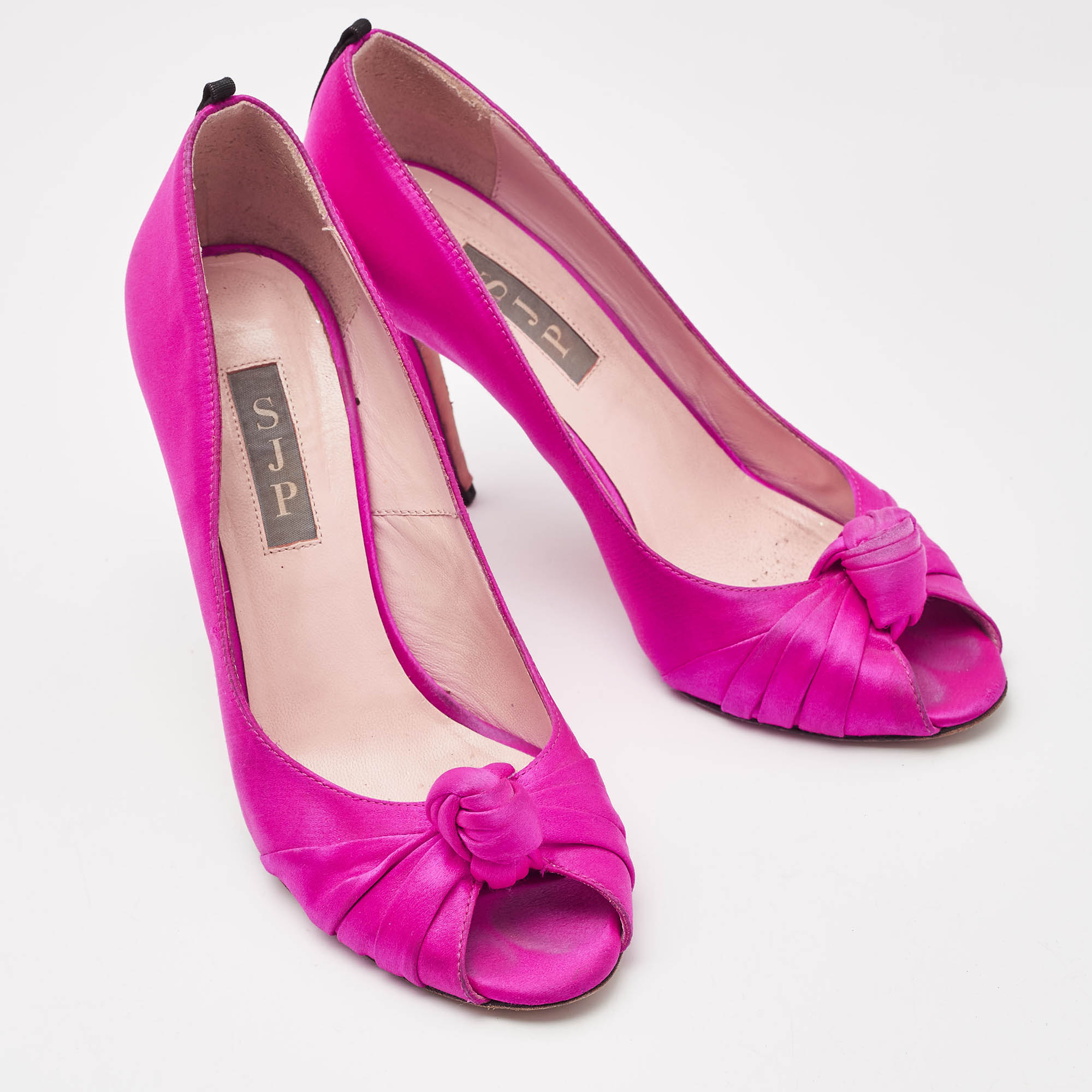 SJP Sarah Jessica Parker Pink Satin Peep Toe Pumps Size 37