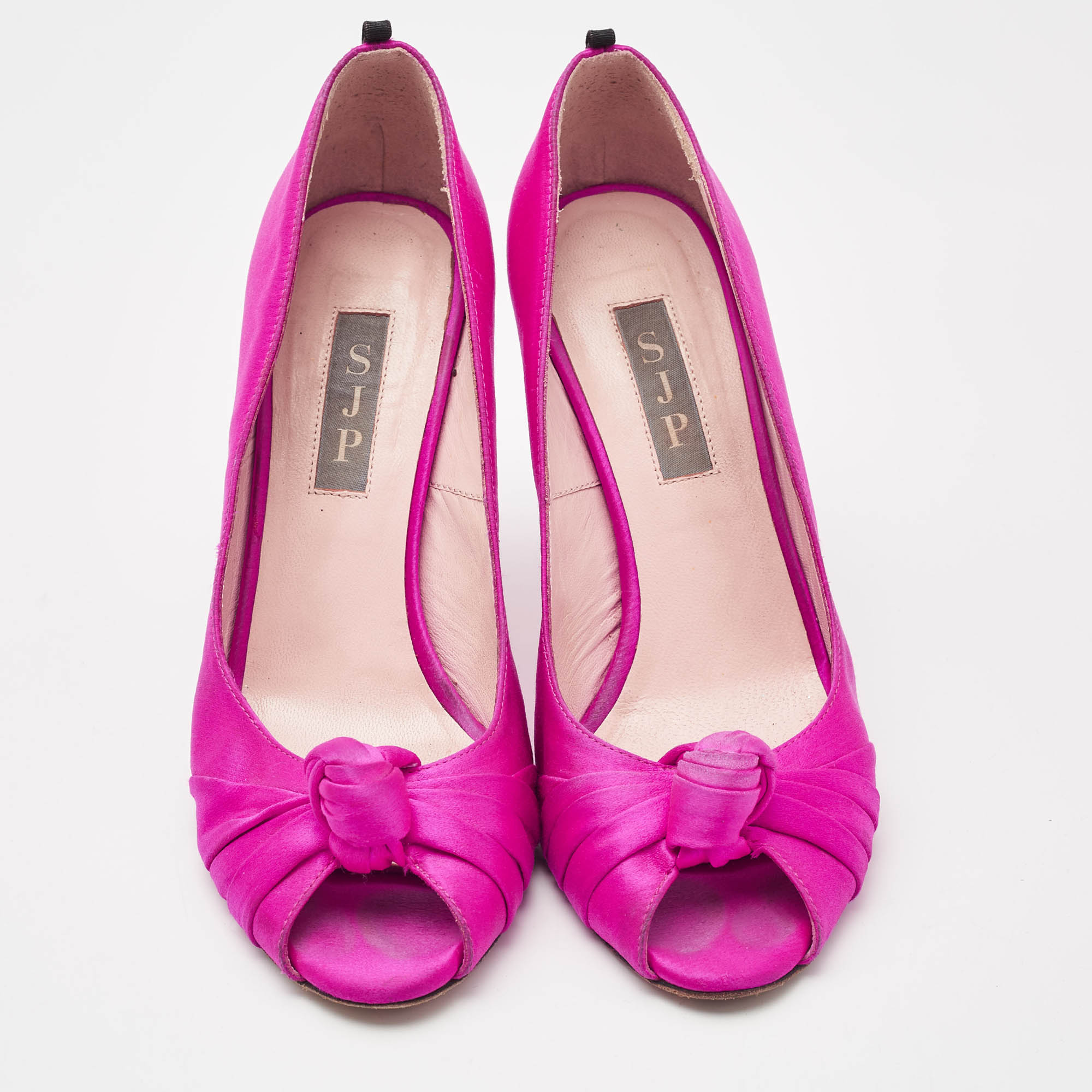 SJP Sarah Jessica Parker Pink Satin Peep Toe Pumps Size 37