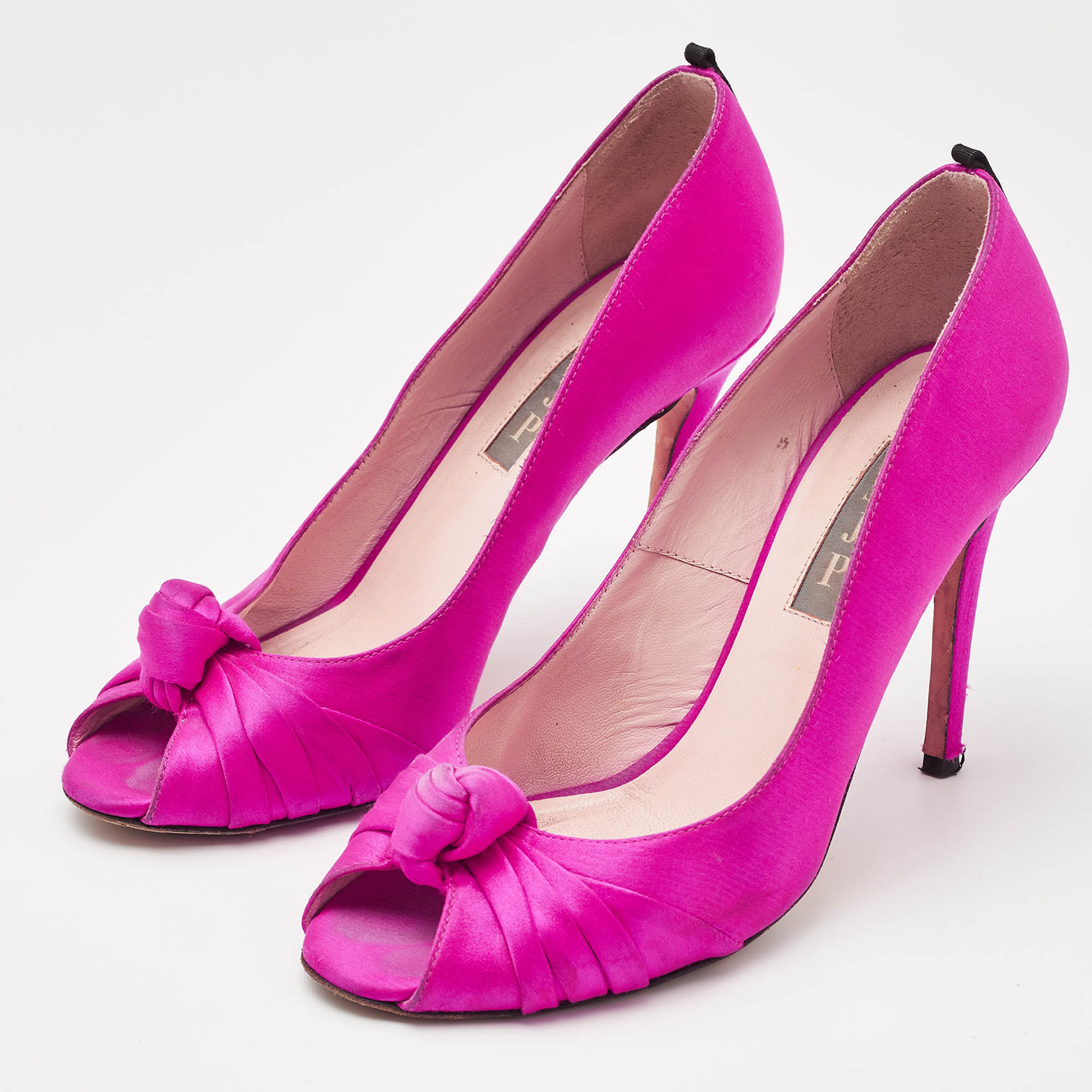 SJP Sarah Jessica Parker Pink Satin Peep Toe Pumps Size 37