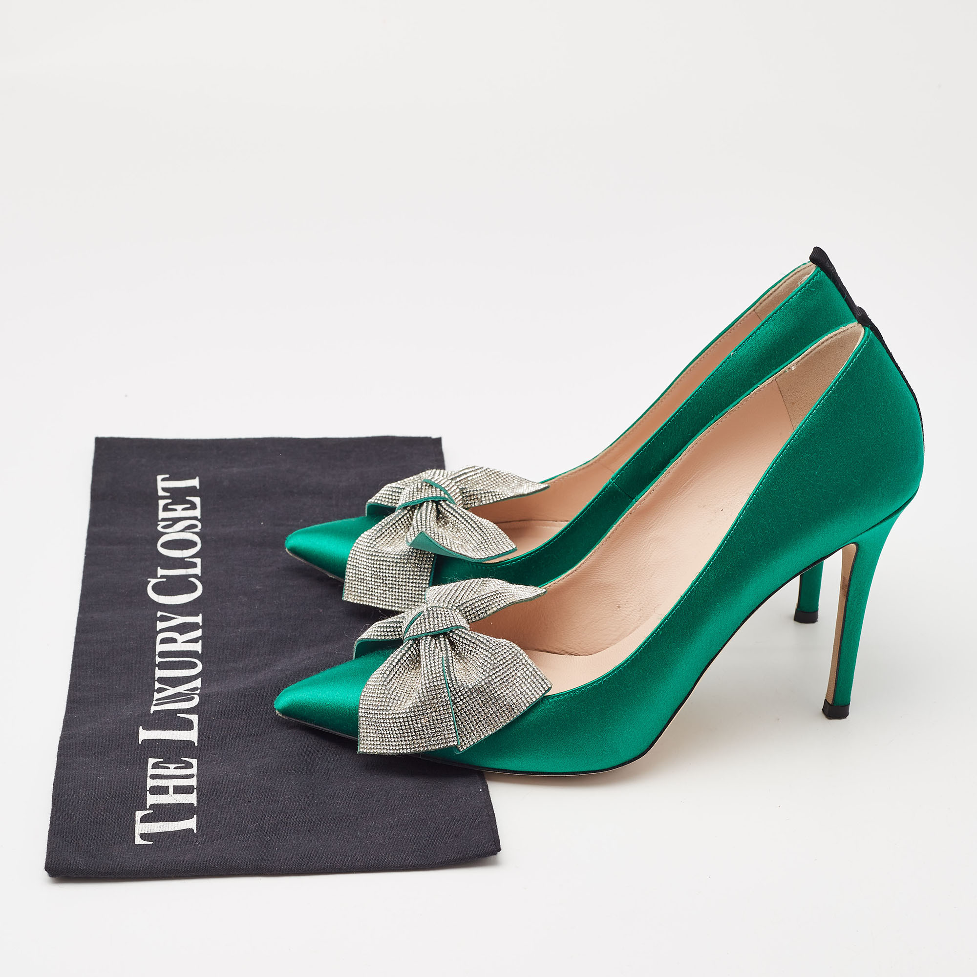 SJP Sarah Jessica Parker Green Satin Samara Pumps Size 37