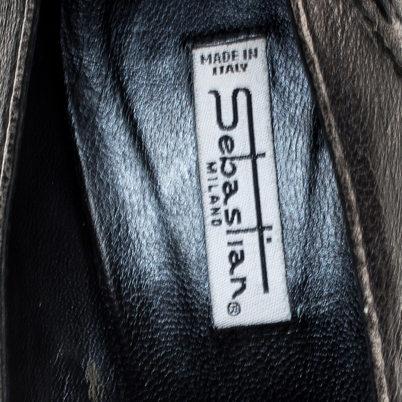 Sebastian Grey Leather Tassel Detail Pointed Toe Pumps Size 40