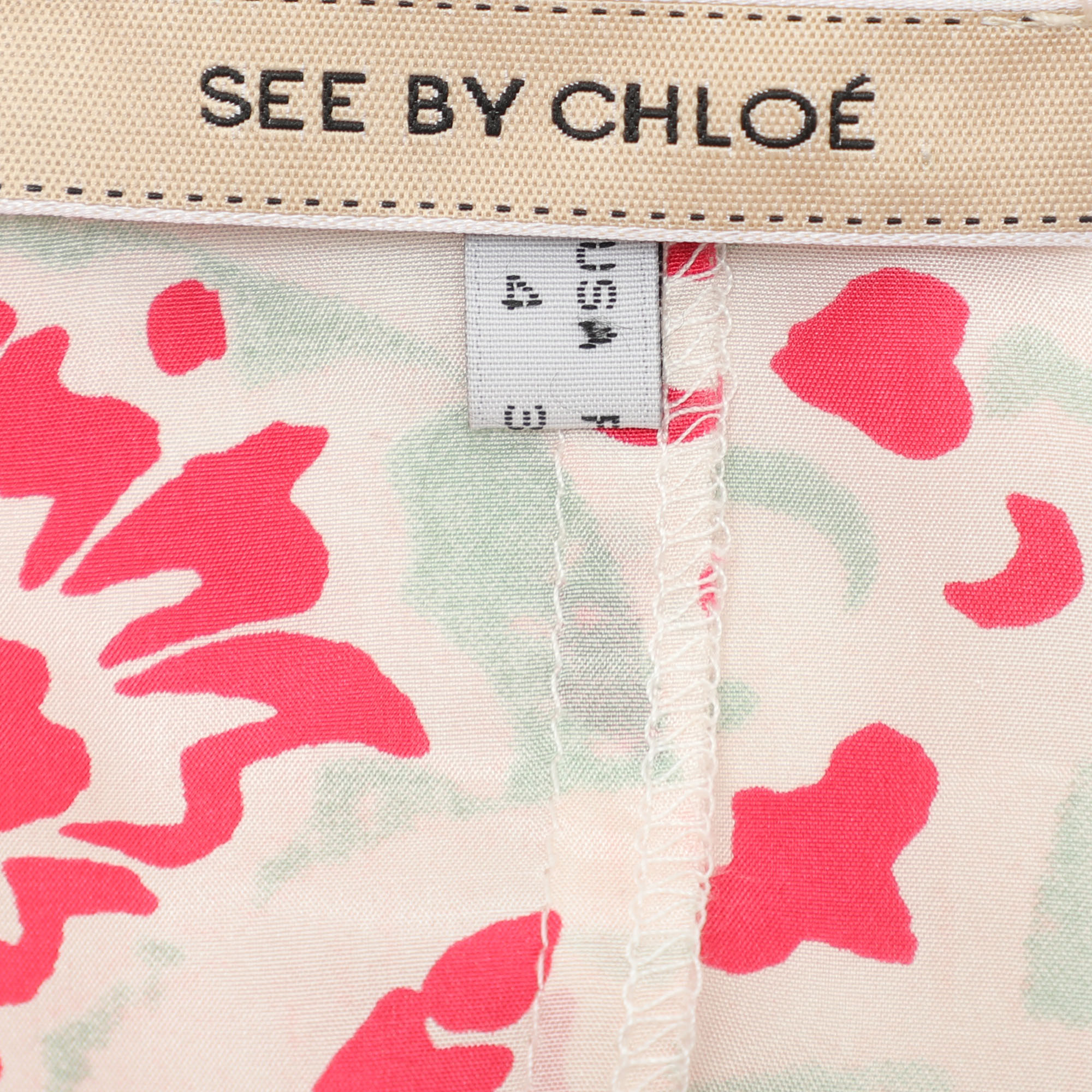 See By Chloe Multicolor Printed Silk Mini Belted Dress S