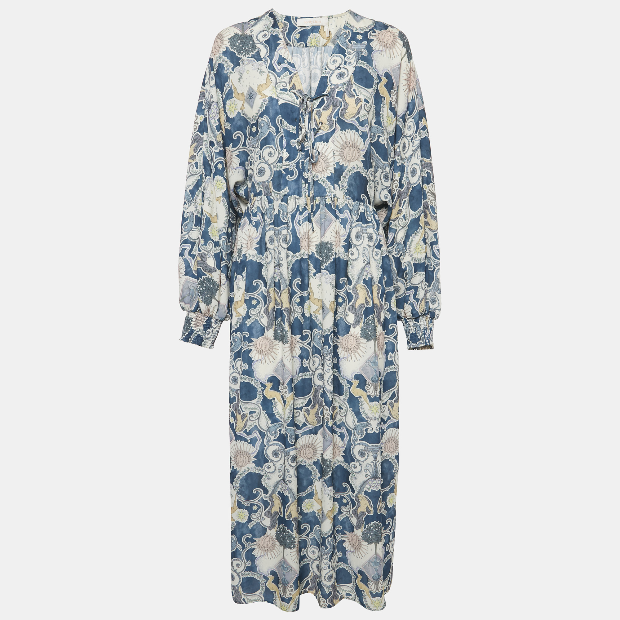 See by Chloé Multicolor Lovers Printed Crepe Lace Up Maxi Dress M
See by Chloé Multicolor Lovers Printed Crepe Lace Up Maxi Dress M