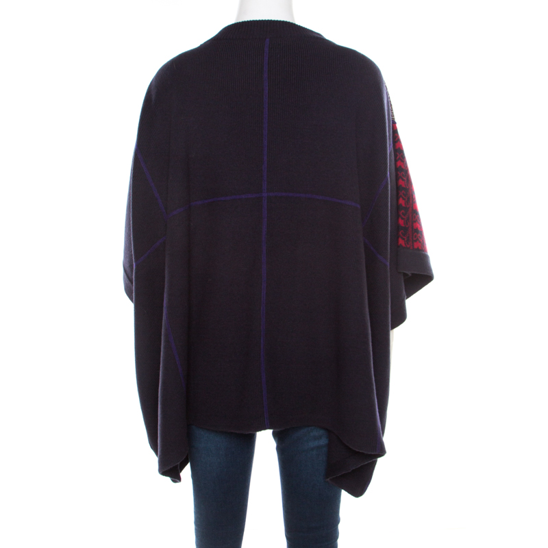 See By Chloe Multicolor Patchwork Oversized Poncho Style Sweater XS
