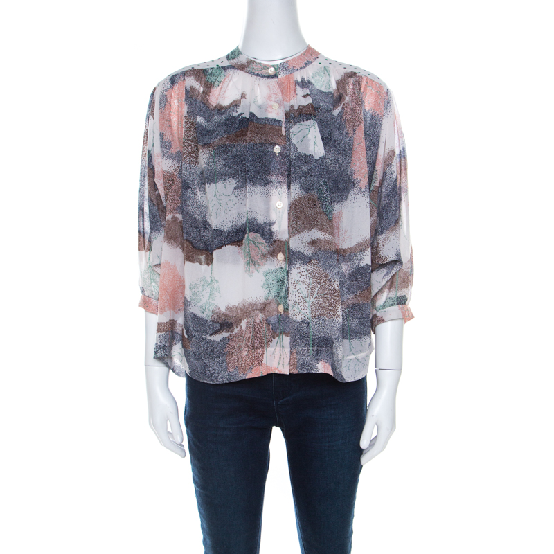 Image of See by Chloe Multicolor Georgette Abstract Print Oversized Blouse S