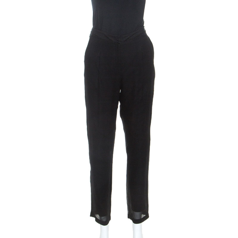 Image of See by Chloe Black Chiffon Lined Tapered Pants S