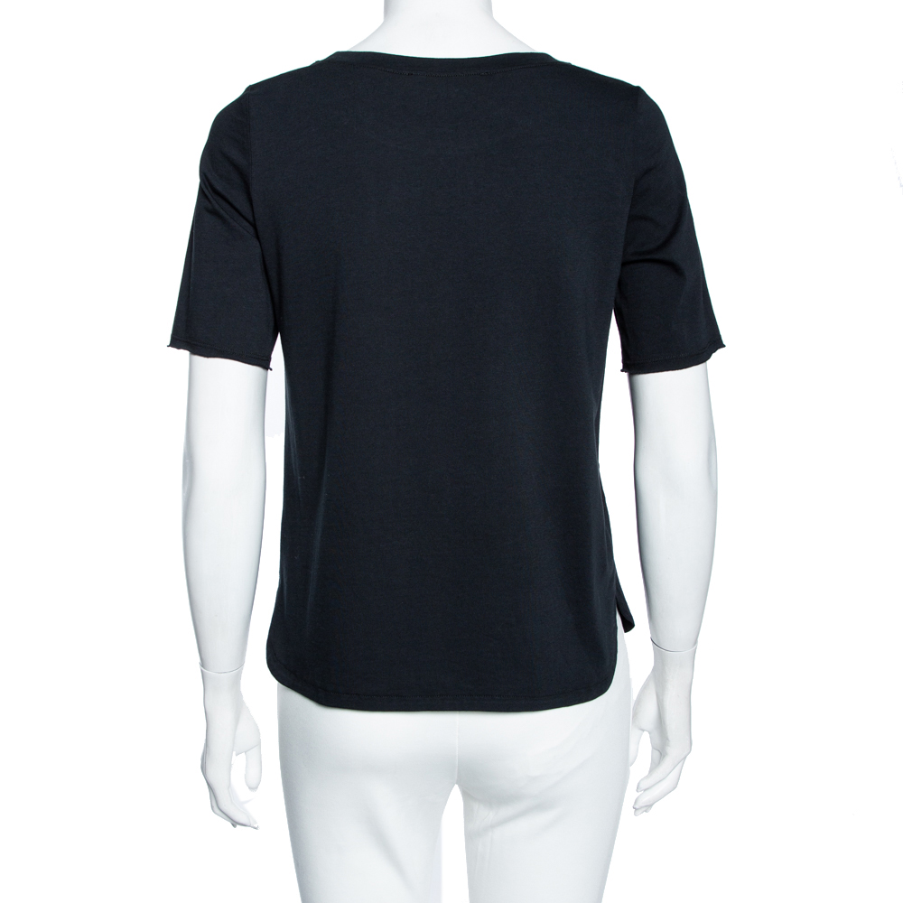 See By Chloe Black Cotton Cut Out Detail Jersey T-Shirt M