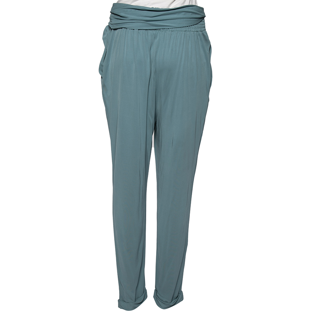 See By Chloe Blue Crepe Pleated Detailed Trousers M