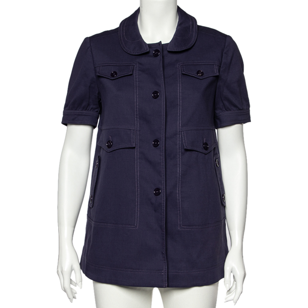 See By Chloe Navy Blue Cotton And Wool Button Front Utility Jacket M