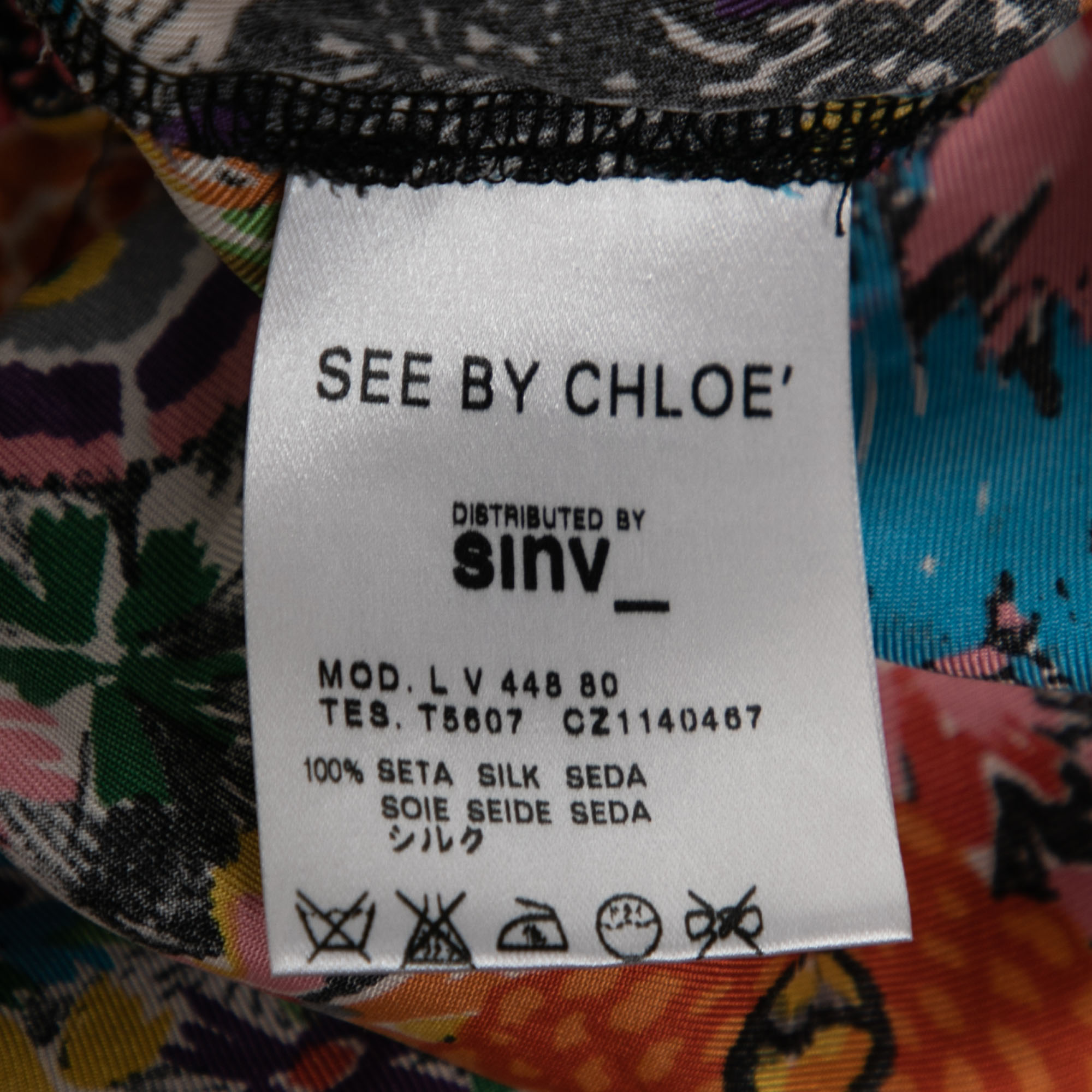 See By Chloe Multicolor Printed Silk Sleeveless Dress M