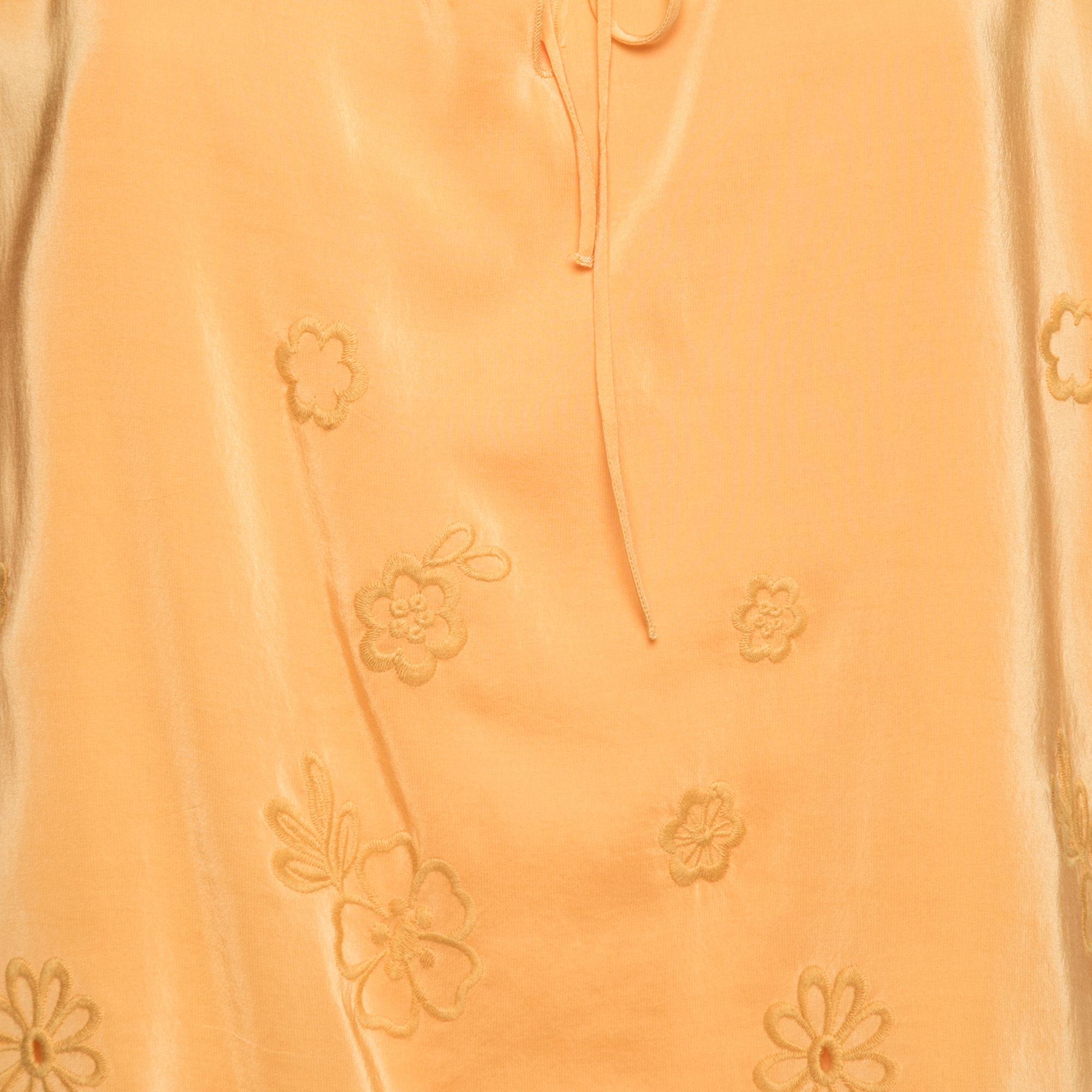 See By Chloe Yellow Crepe De Chine Floral Embroidered Sleeveless Top M