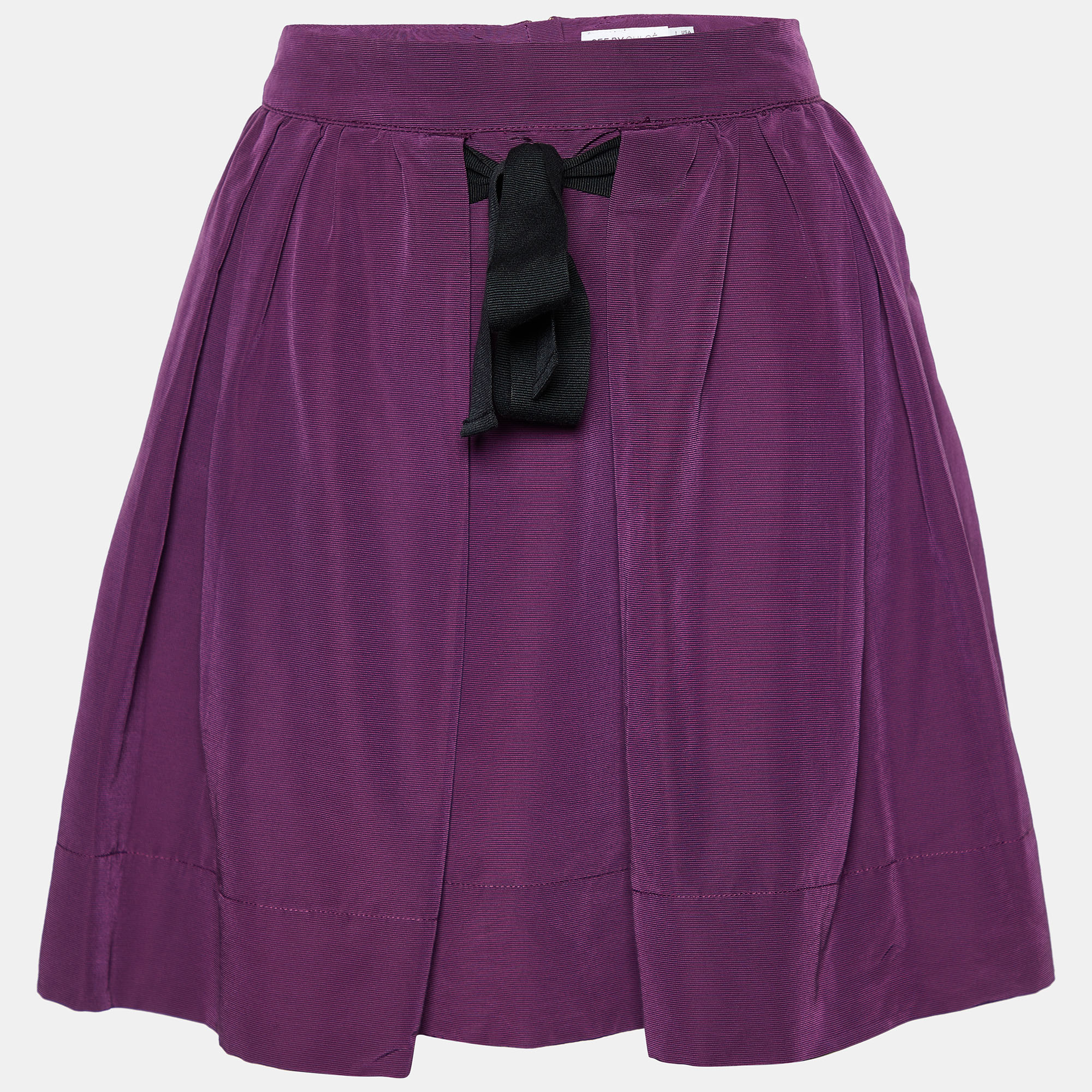 

See by Chloe Purple Cotton Pleated Tie Detail Mini Skirt