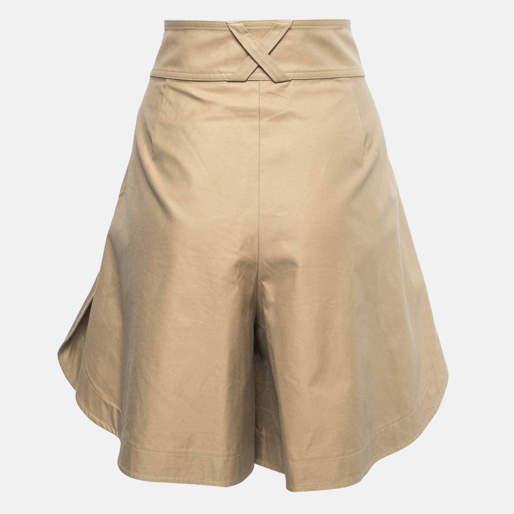 See By Chloe Khakhi Cotton Side Button Detail Pleated Shorts L