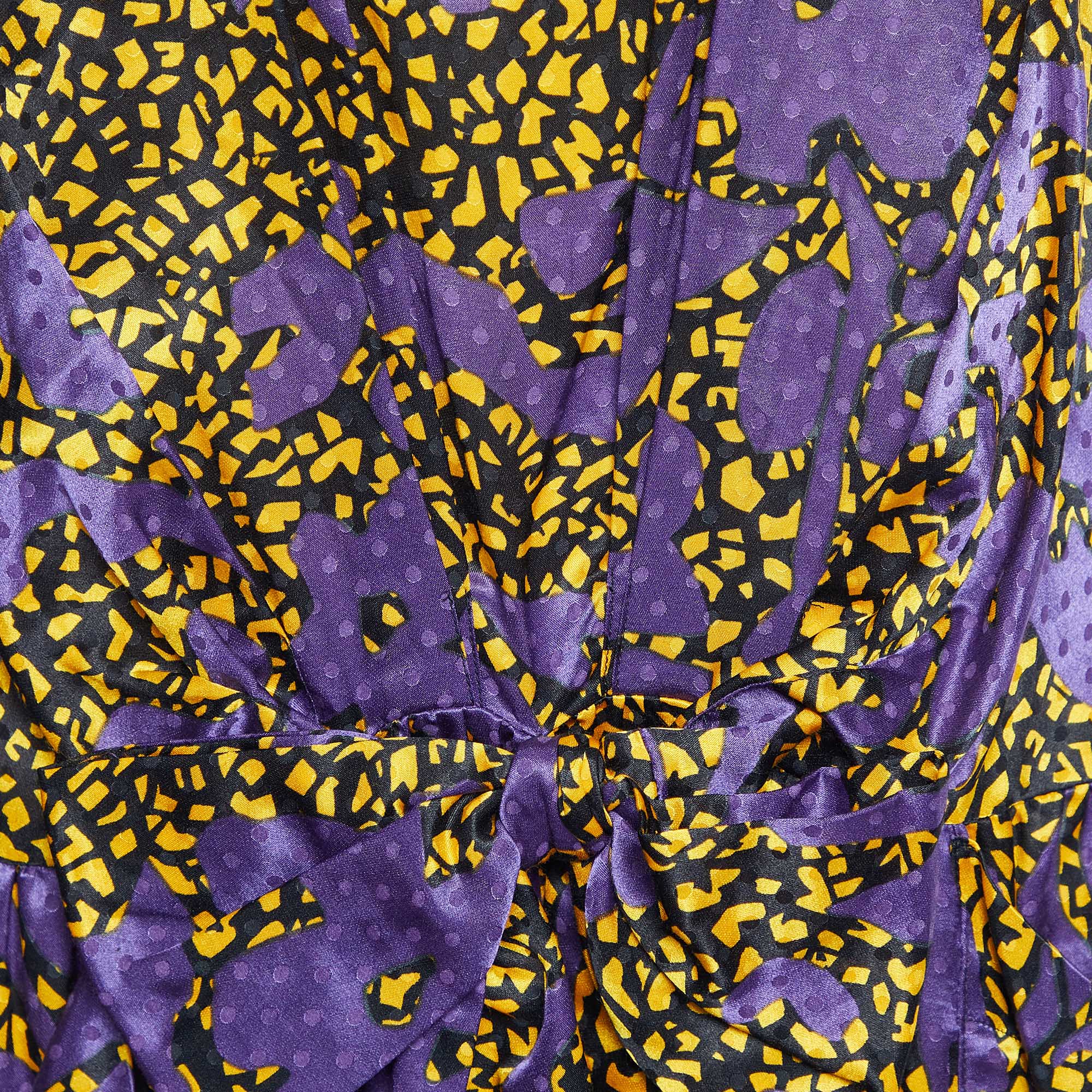 See By Chloe Purple Printed Cotton & Silk Bow Detail Mini Dress M