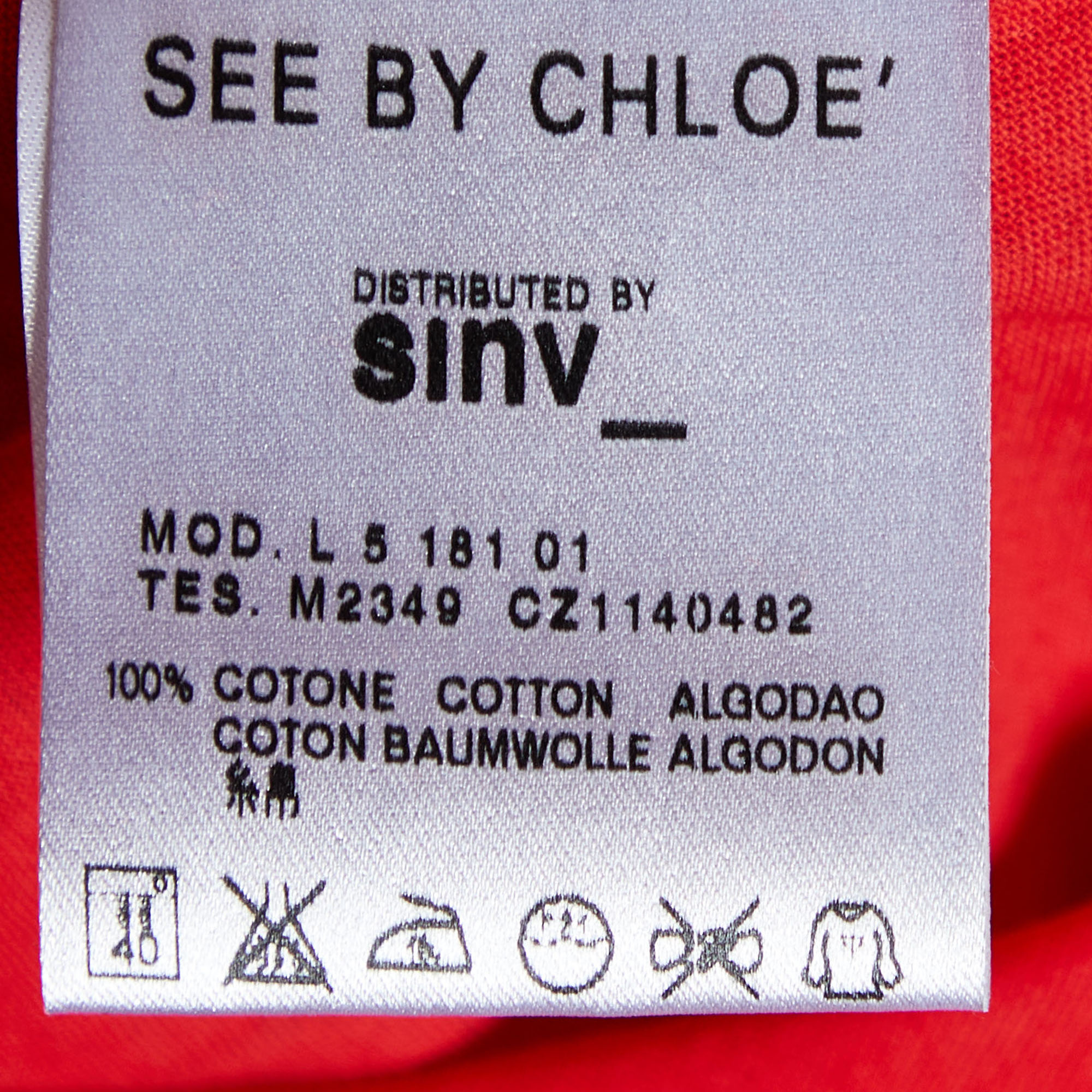 See By Chloé Coral Red Cotton Knit Mini Dress M