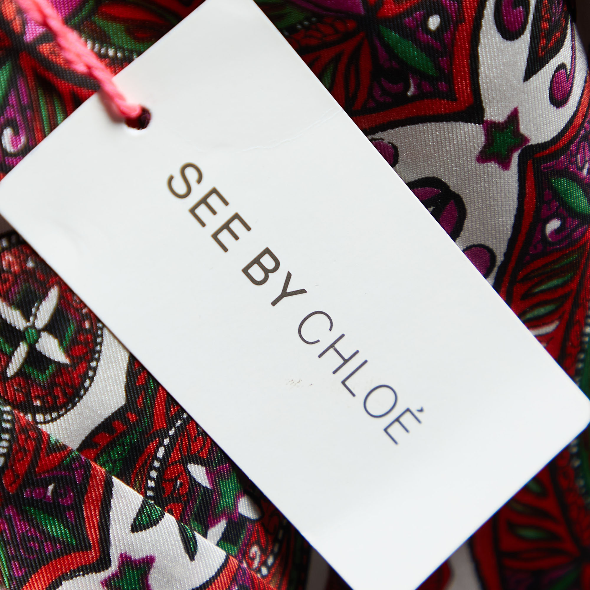 See By Chloe Multicolor Medallion Print Silk Sleeveless Dress M