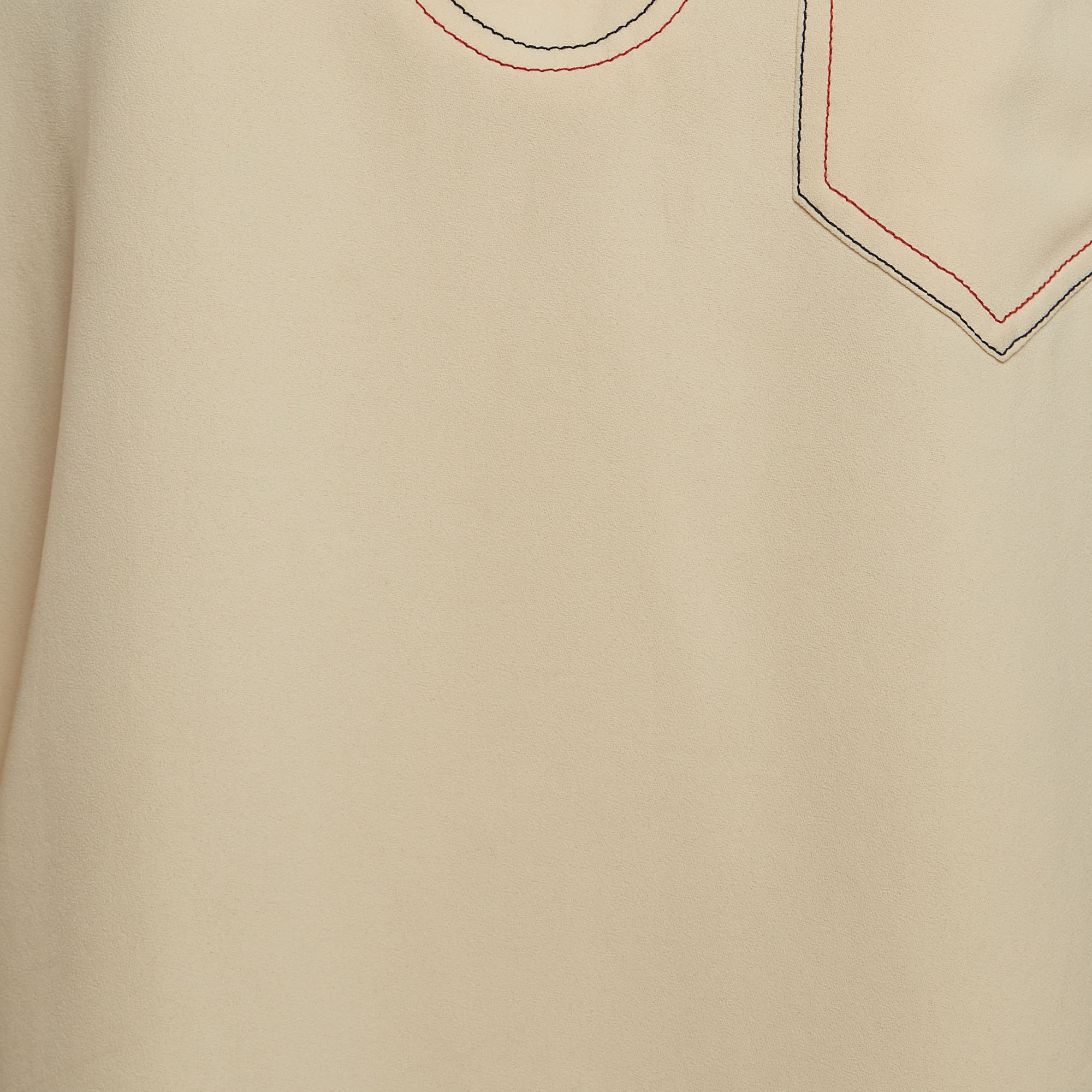See By Chloe Beige Crepe Contrast Stitch Detail Blouse M