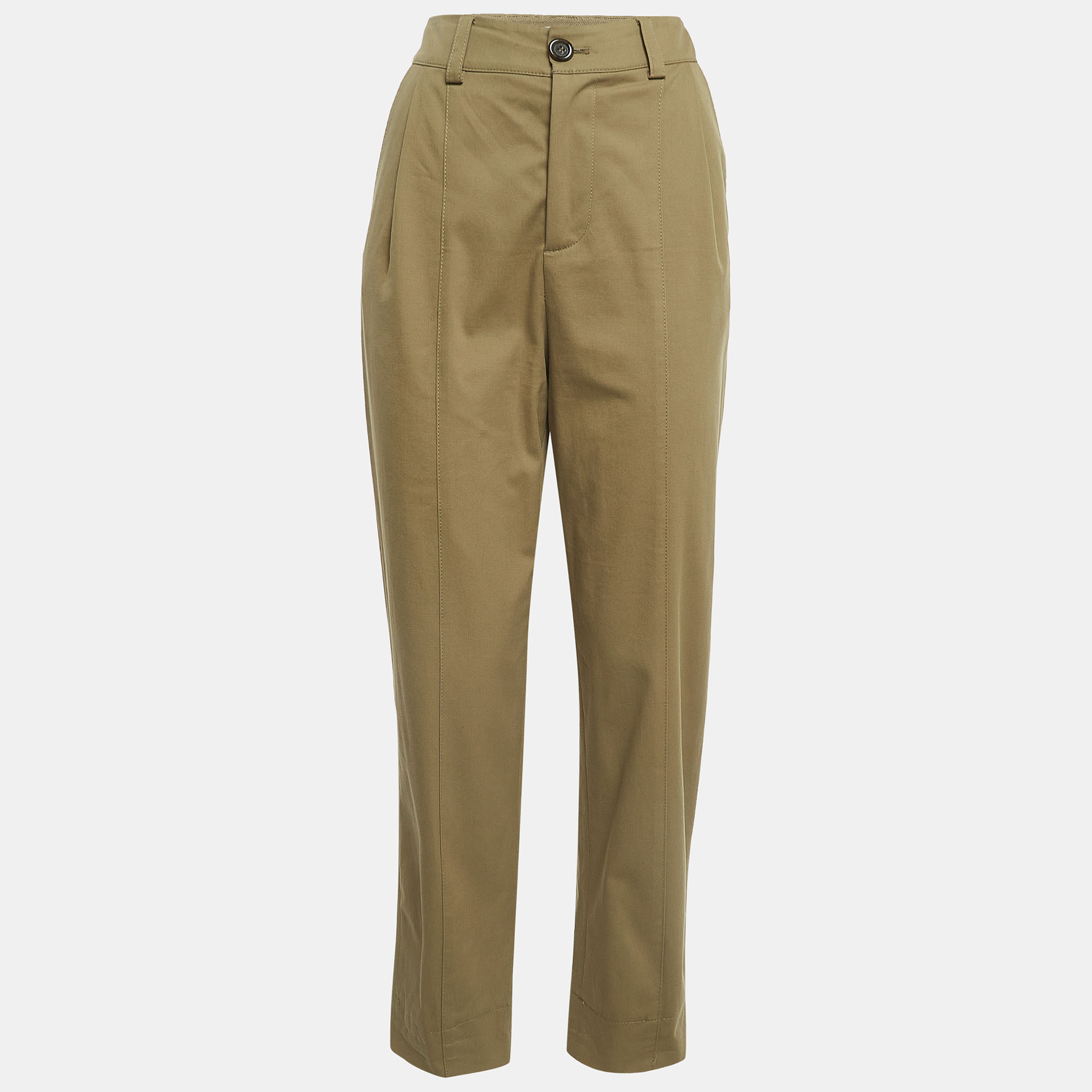 See by chloe beige cotton pleated trousers s