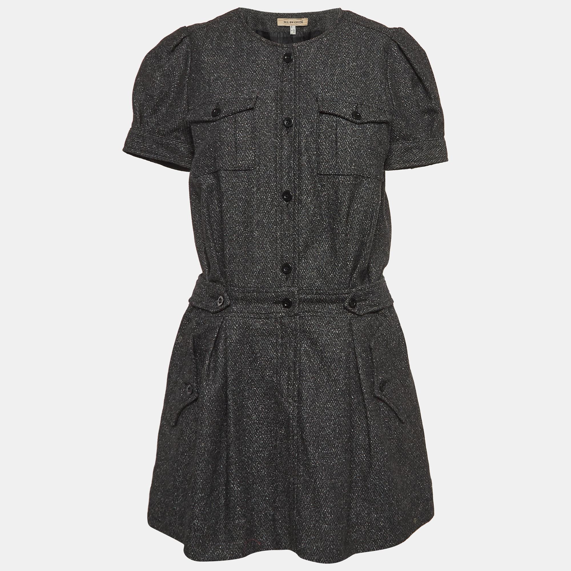 See by chloe black tweed sheath mini dress l