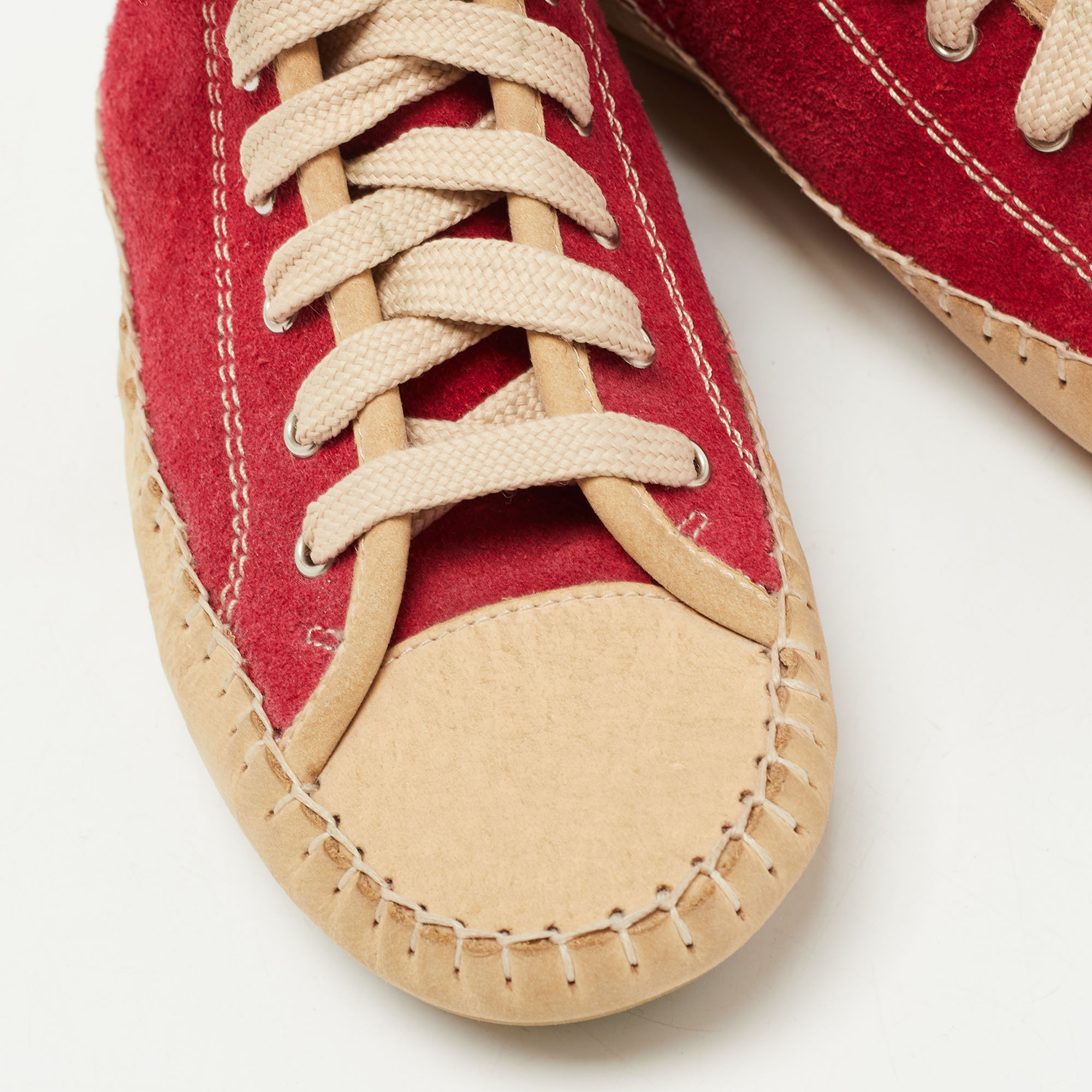 See By Chloé Red Suede High Top Sneakers Size 35