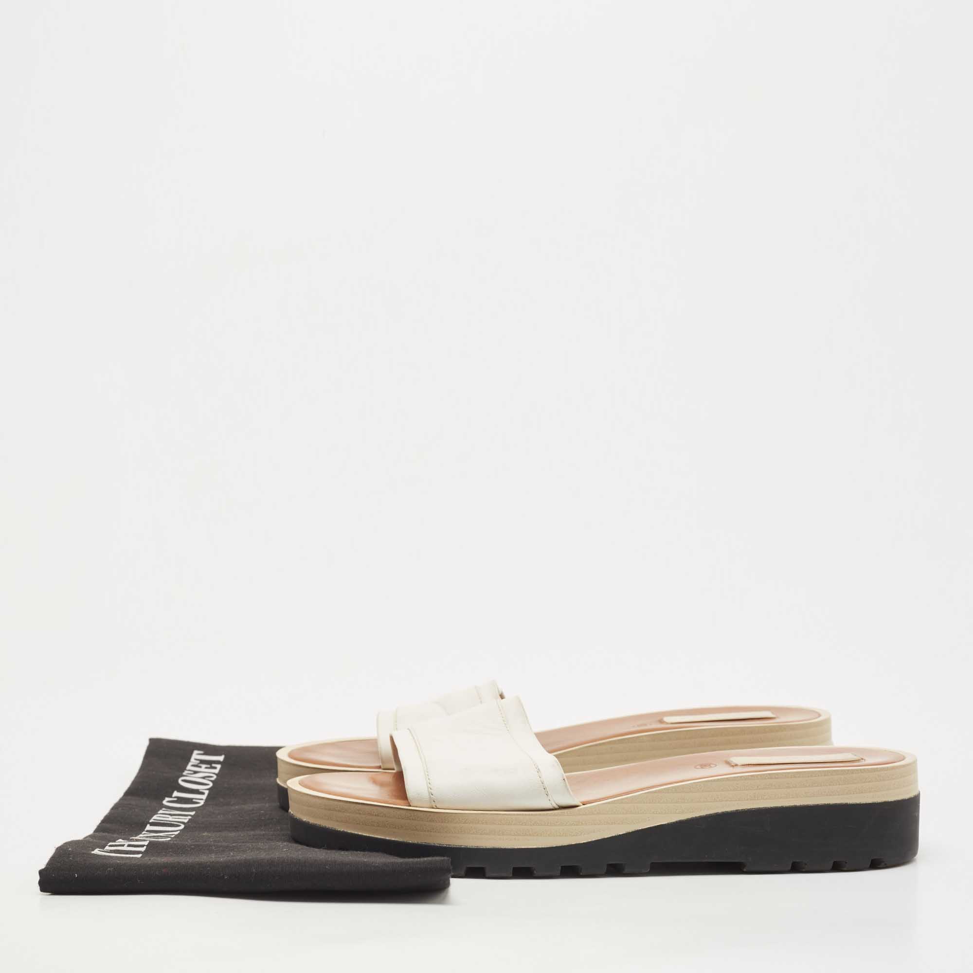 See By Chloe White Leather Slides  Size 38