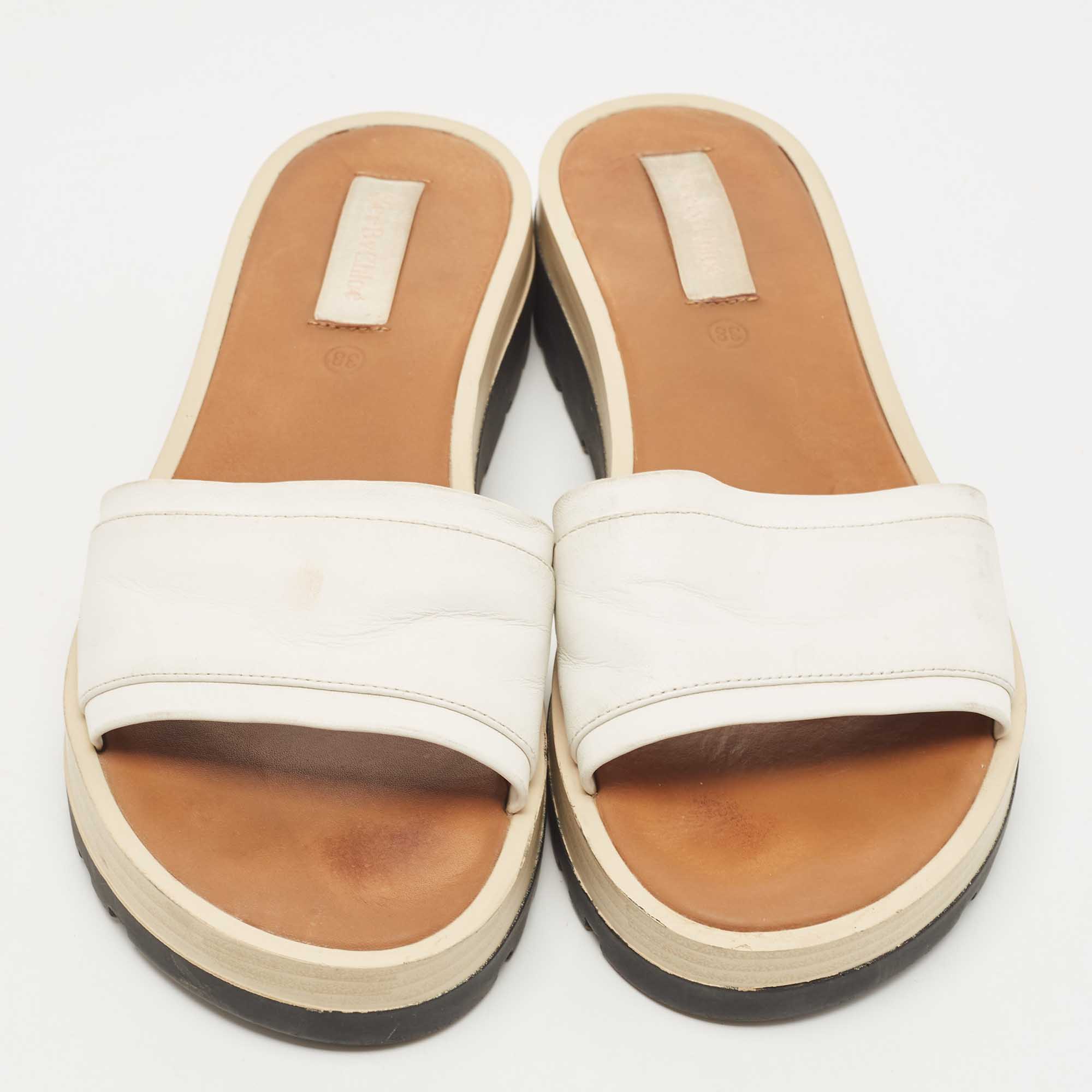 See By Chloe White Leather Slides  Size 38