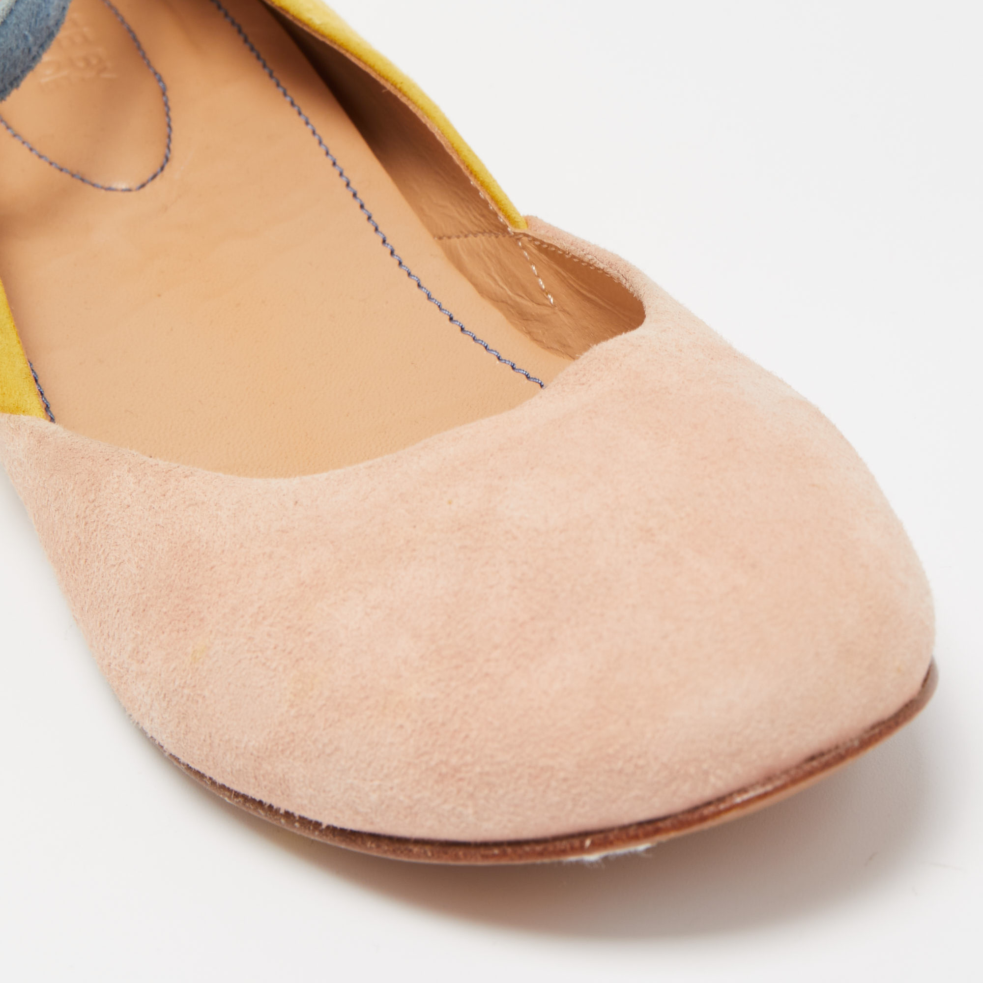 See By Chloe Tricolor Suede Ankle Strap Ballet Flats Size 37