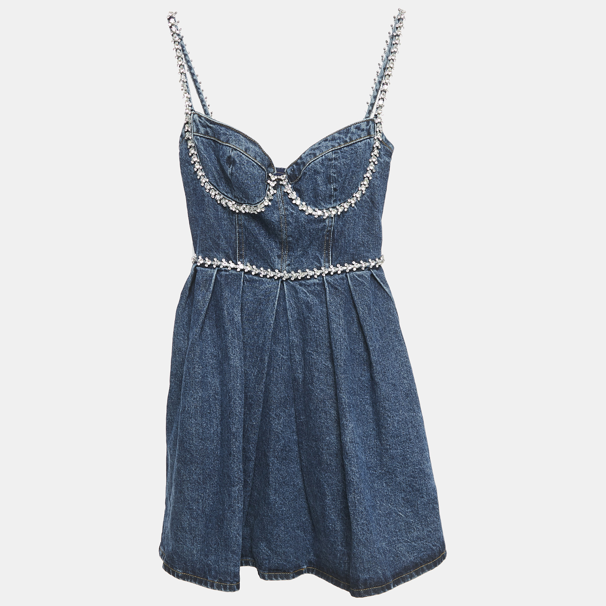Self-Portrait Blue Crystal Embellished Denim Sweetheart Neck Mini Dress S
Self-Portrait Blue Crystal Embellished Denim Sweetheart Neck Mini Dress S