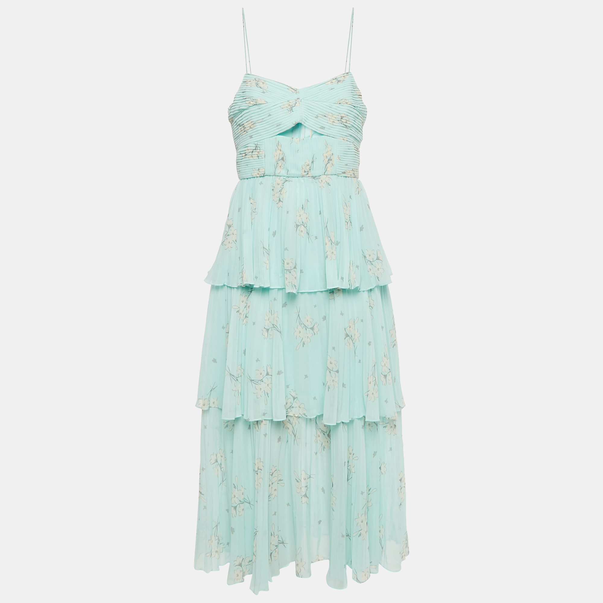 Self-Portrait Blue Floral Print Chiffon Tiered Midi Dress M
Self-Portrait Blue Floral Print Chiffon Tiered Midi Dress M