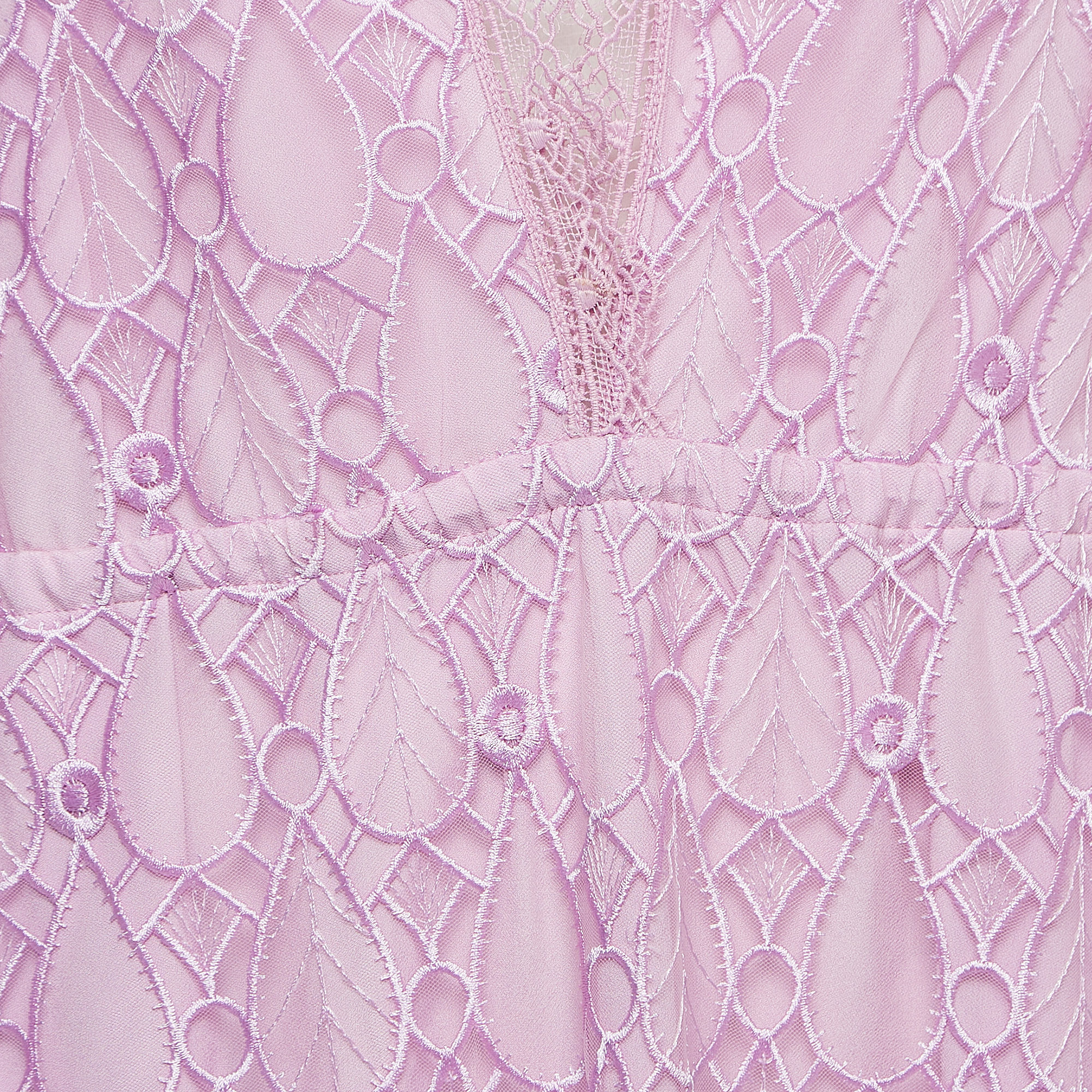 Self-Portrait Purple Embroidered Lace Flared Maxi Dress M