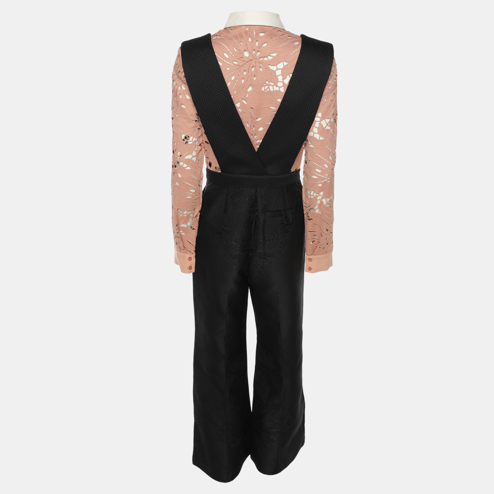 Self-Portrait Black Botanical Crest Jacquard Jumpsuit M