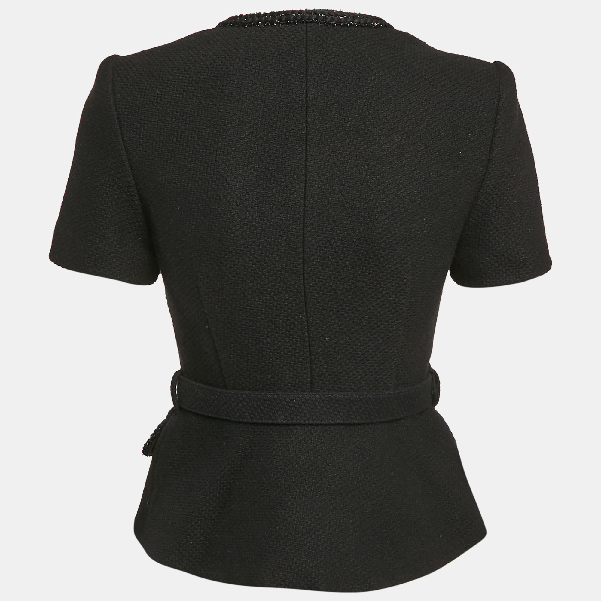 Self-Portrait Black Tweed Tailored Peplum Top S