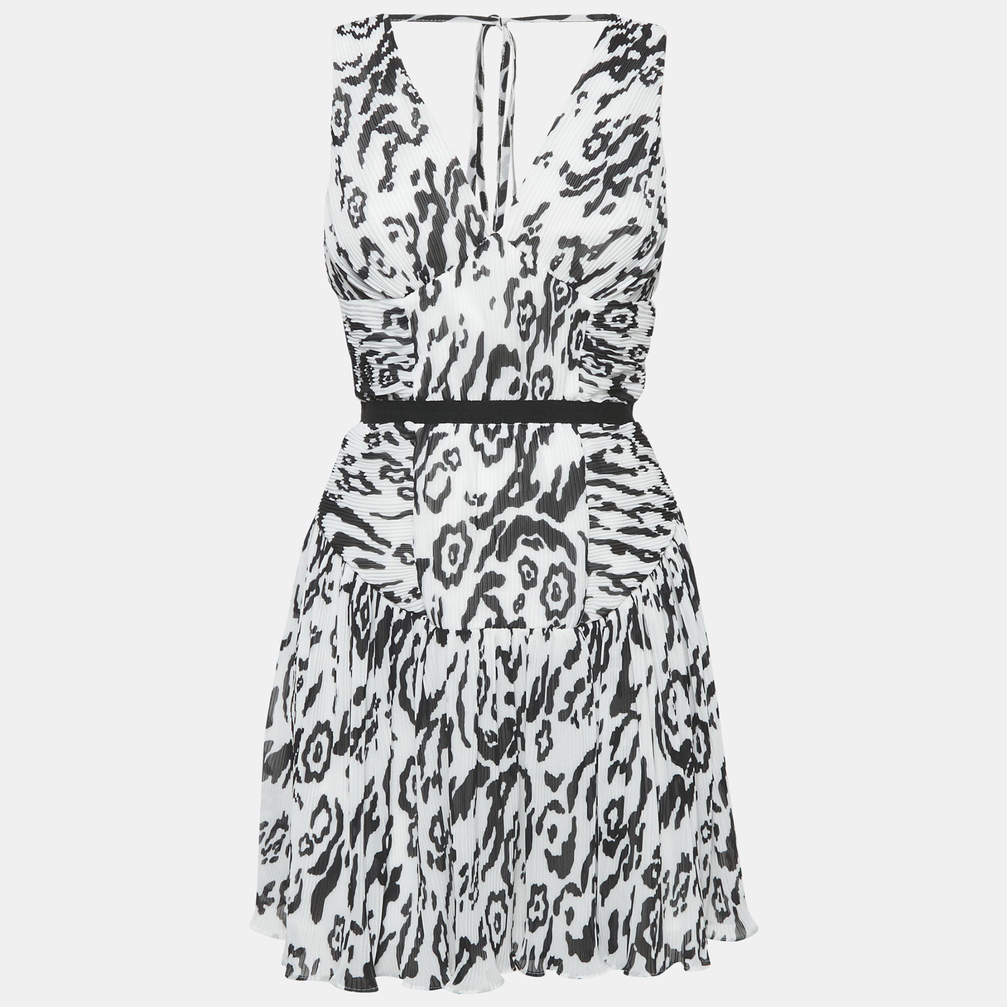 Self-Portrait Monochrome Leopard Printed Plisse Chiffon Sleeveless Mini Dress S, White
Self-Portrait Monochrome Leopard Printed Plisse Chiffon Sleeveless Mini Dress S, White