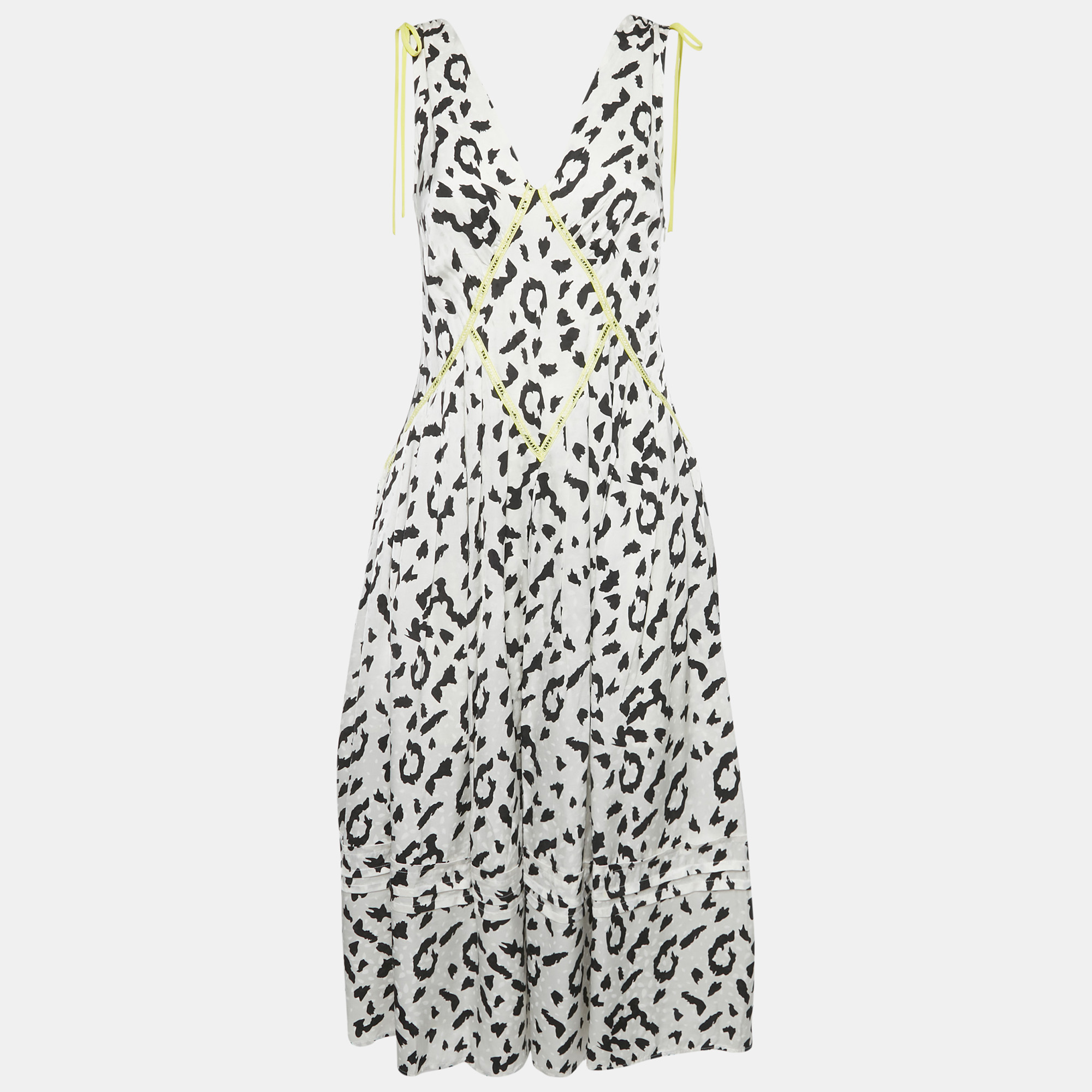 Self-Portrait White Animal Printed Satin Contrast Detail Midi Dress S
Self-Portrait White Animal Printed Satin Contrast Detail Midi Dress S