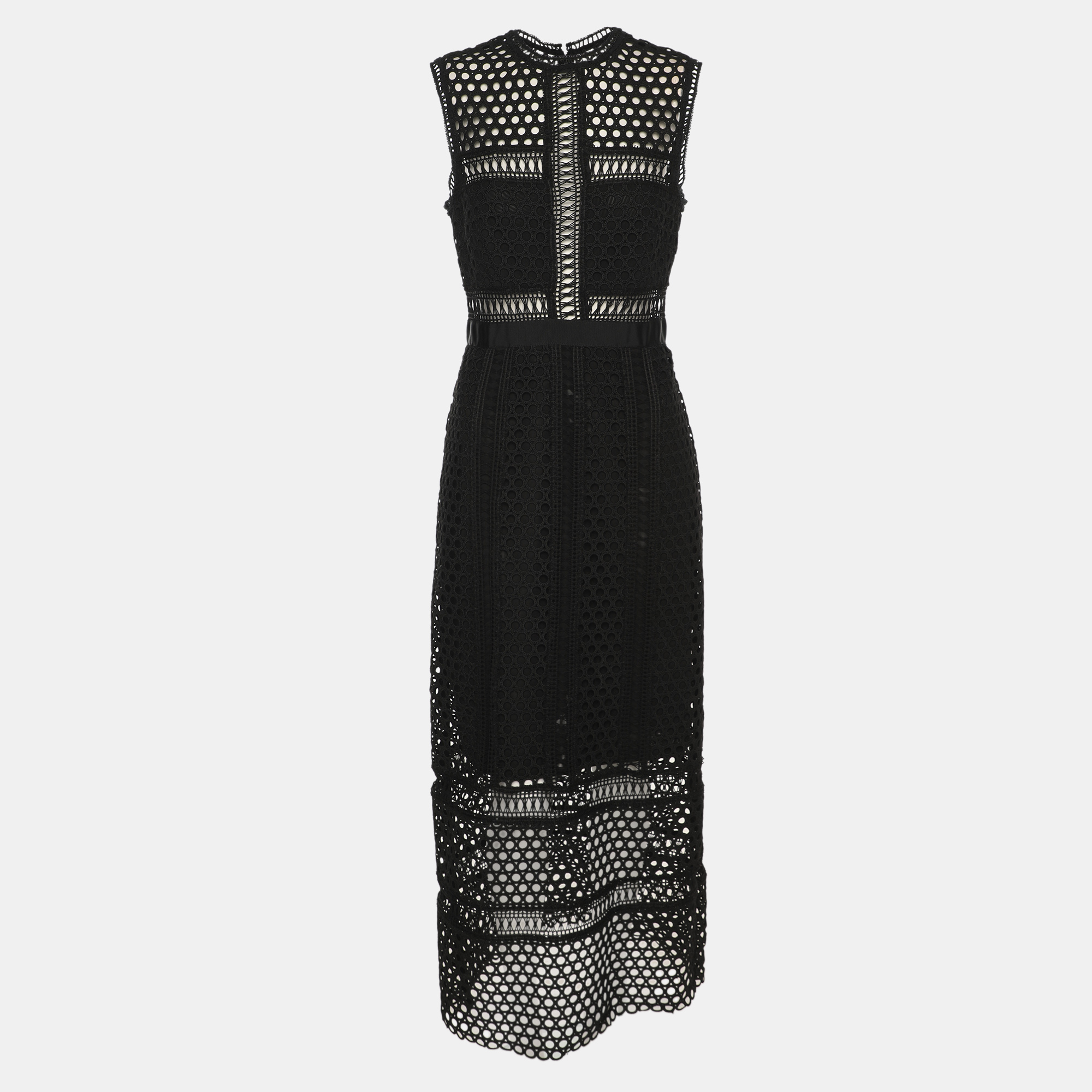 Self-Portrait Black Guipure Lace Sleeveless Midi Dress M 
Self-Portrait Black Guipure Lace Sleeveless Midi Dress M