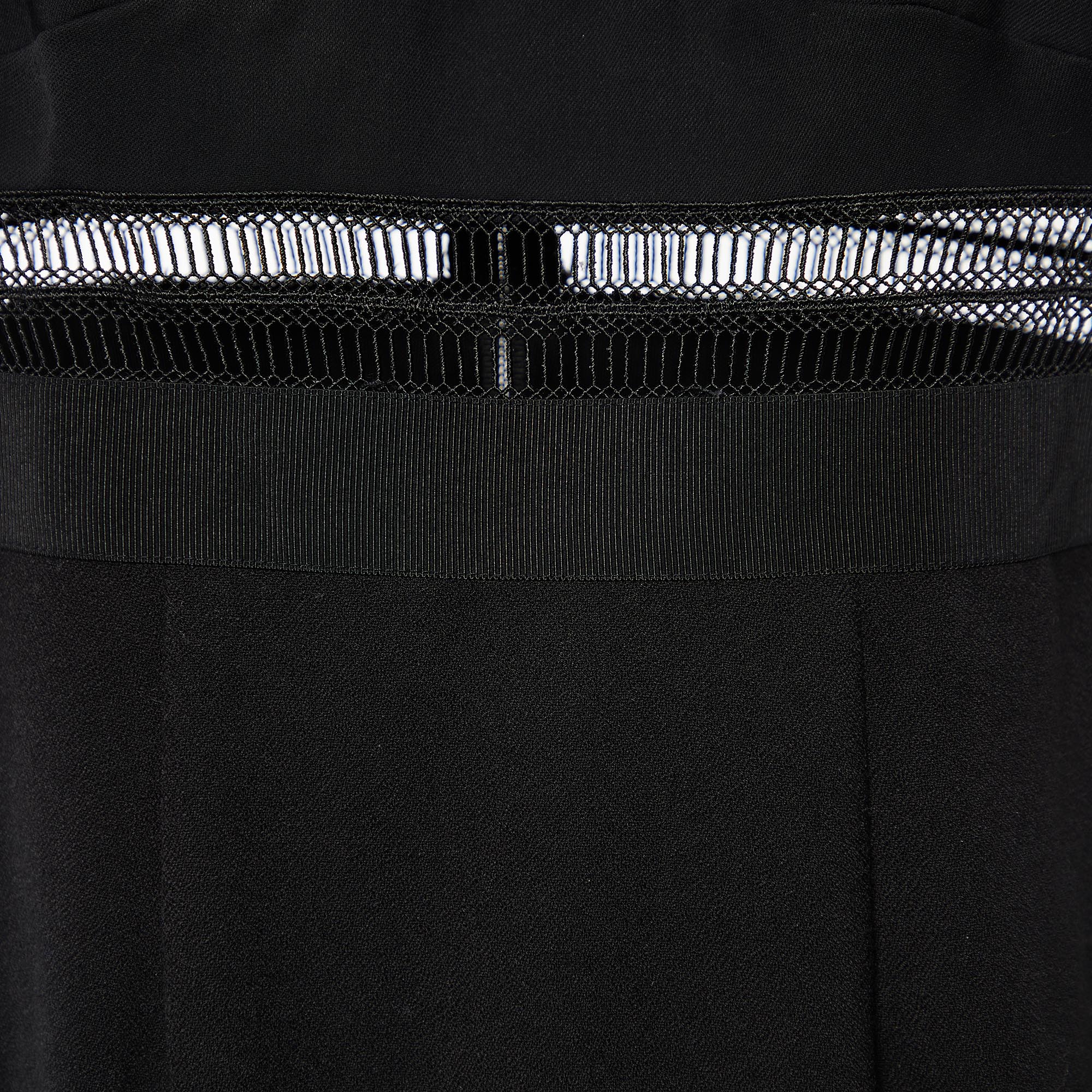 Self-Portrait Black Crepe & Lace Detail Sleeveless Midi Dress XS
