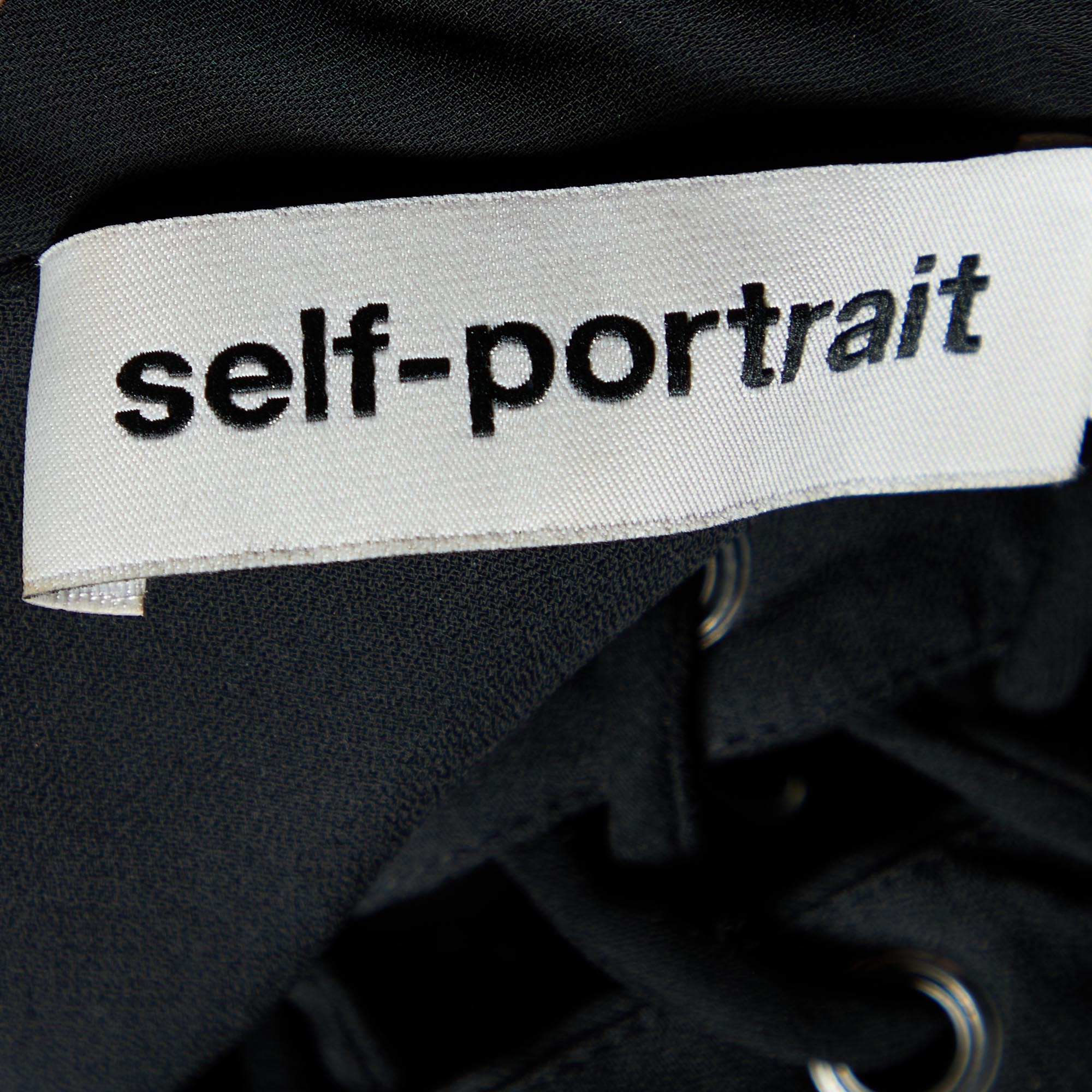 Self-Portrait Black Lace & Chiffon Top M