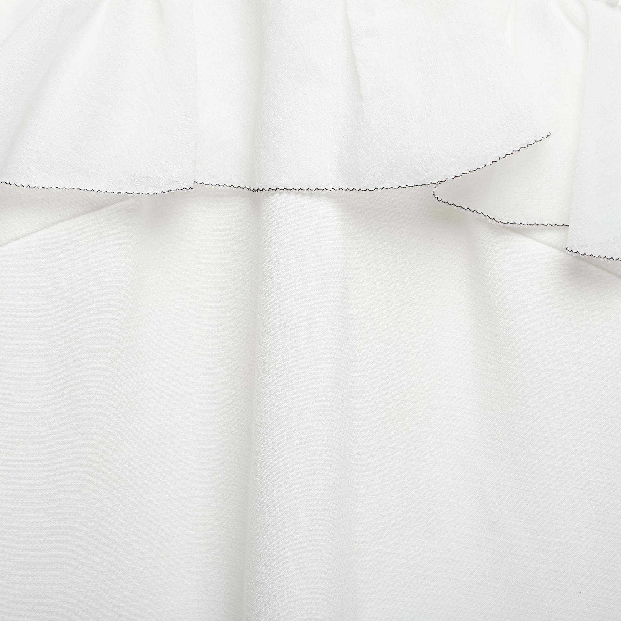 Self-Portrait White Knit Ruffled Sleeveless Mini Dress S