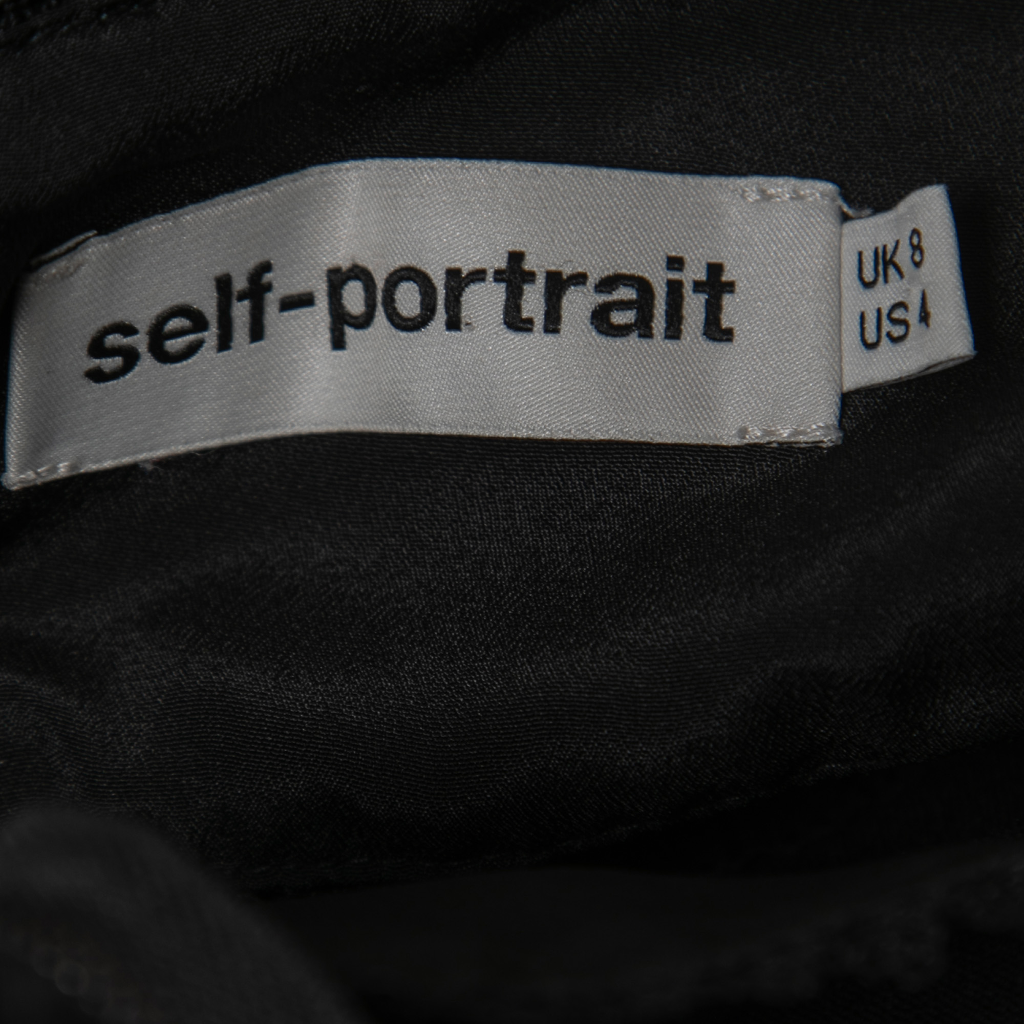 Self-Portrait Black Knit & Lace Trim Jumpsuit S