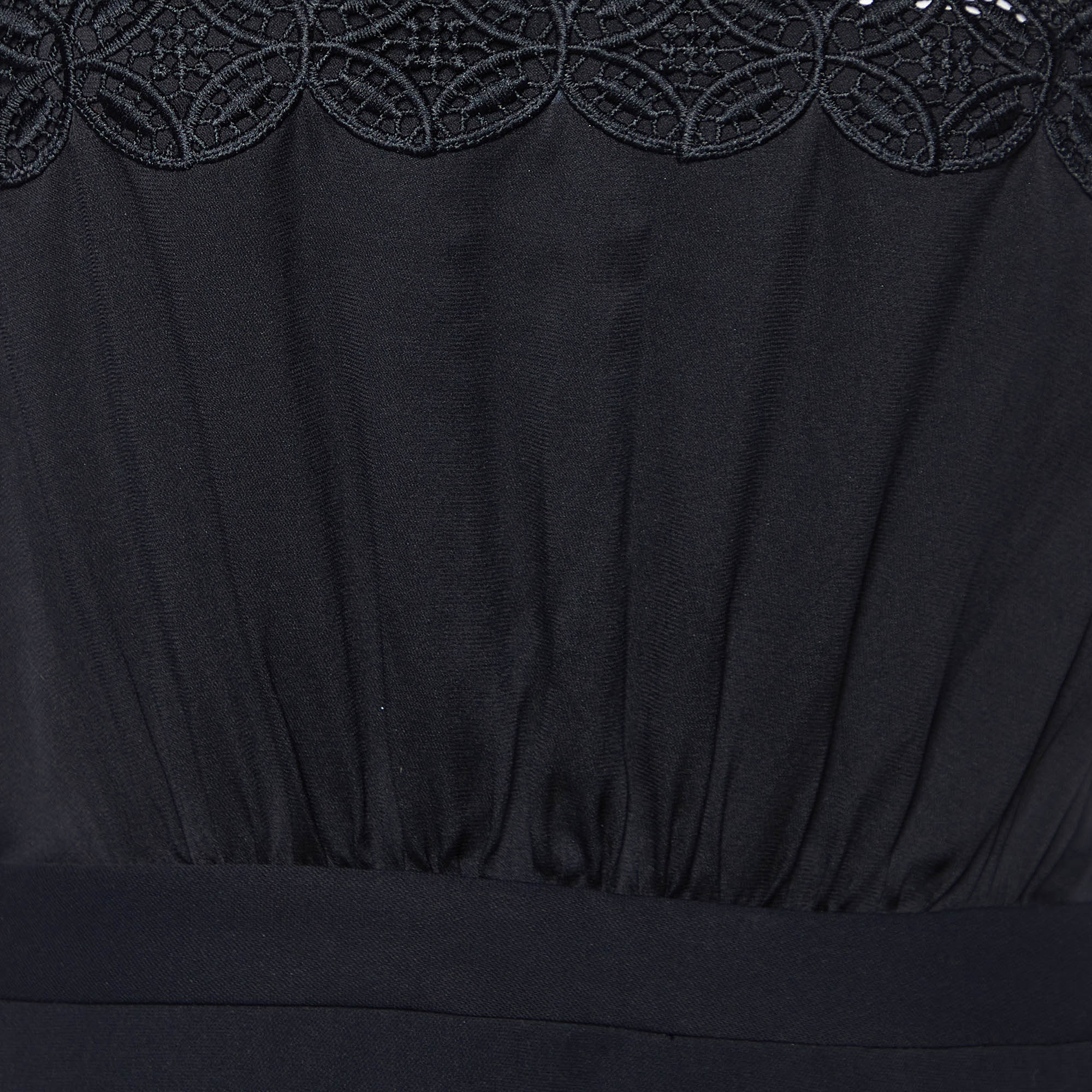 Self-Portrait Black Crepe & Lace Off Shoulder Mini Dress M