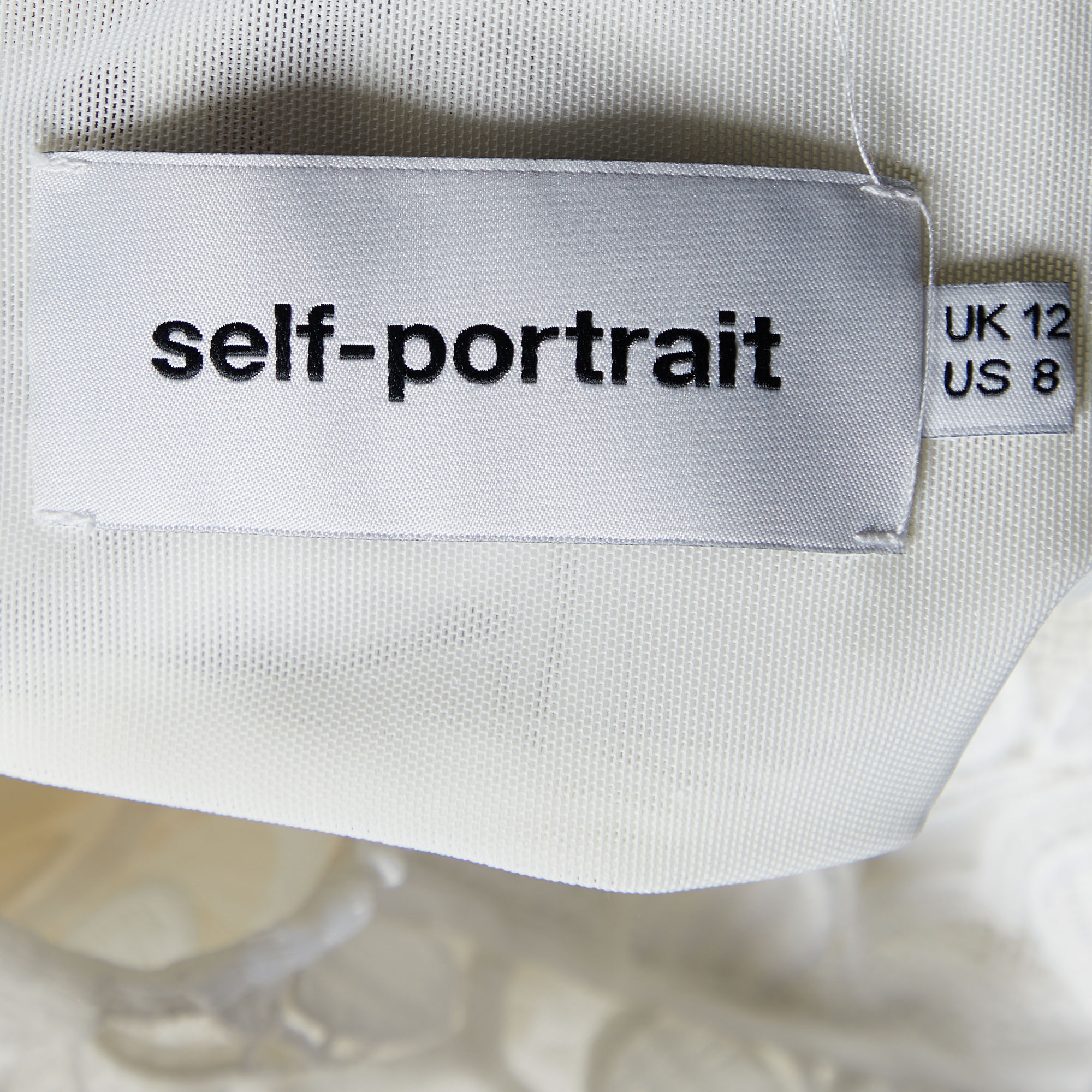 Self-Portrait White Sculptured Tear Drop Peplum Dress M